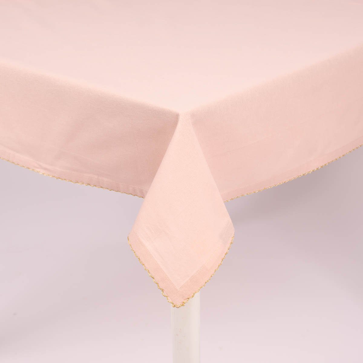 SCHÖNER LEBEN. Tischdecke Tischdecke Runa mit Borte rosa goldfarbig  150x200cm