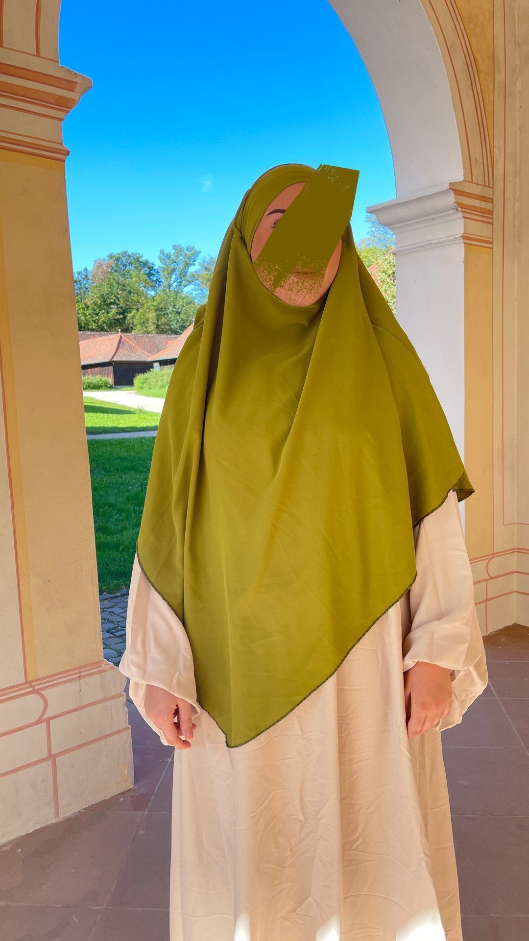 zweilagig Kopftuch zweilagig aus Khimar Niqabfunktion Olive HIJABIFY Seide, Khimar Medina mit