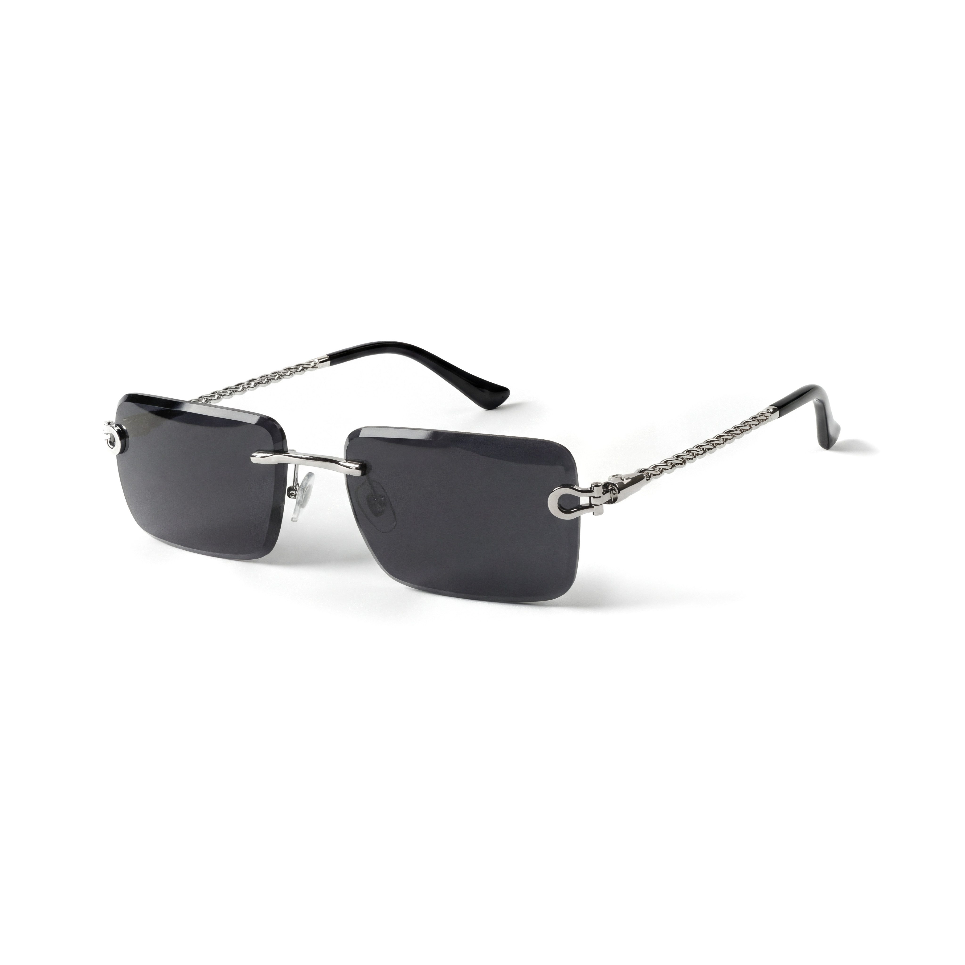 salazar.plus Sonnenbrille Premium Randlos Rechteckig Metallgestell Blau Braun Schwarz Grau Elegante randlose Metall-Sonnenbrille im modernen Rechteck-Design