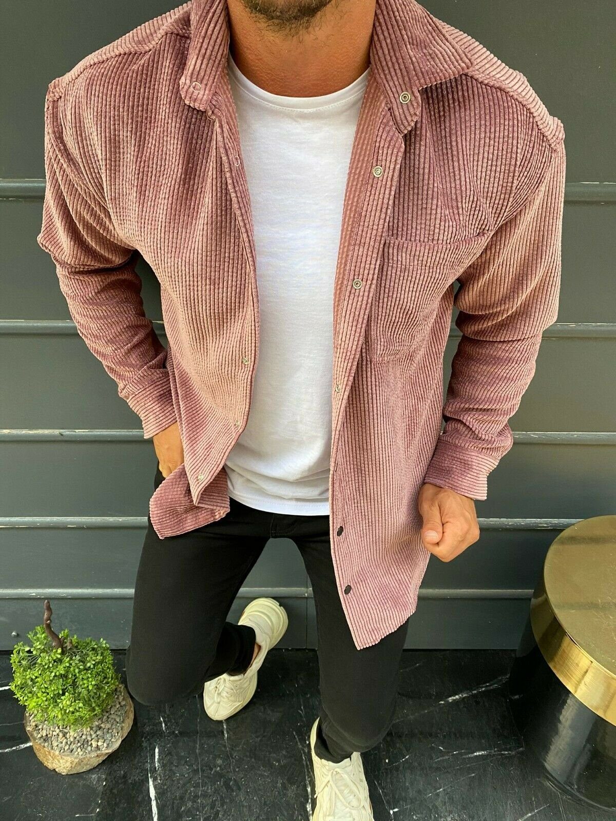 Megaman Jeans Langarmhemd Herren Cord Hemd Oversize Baumwolle Hemdjacke günstig online kaufen