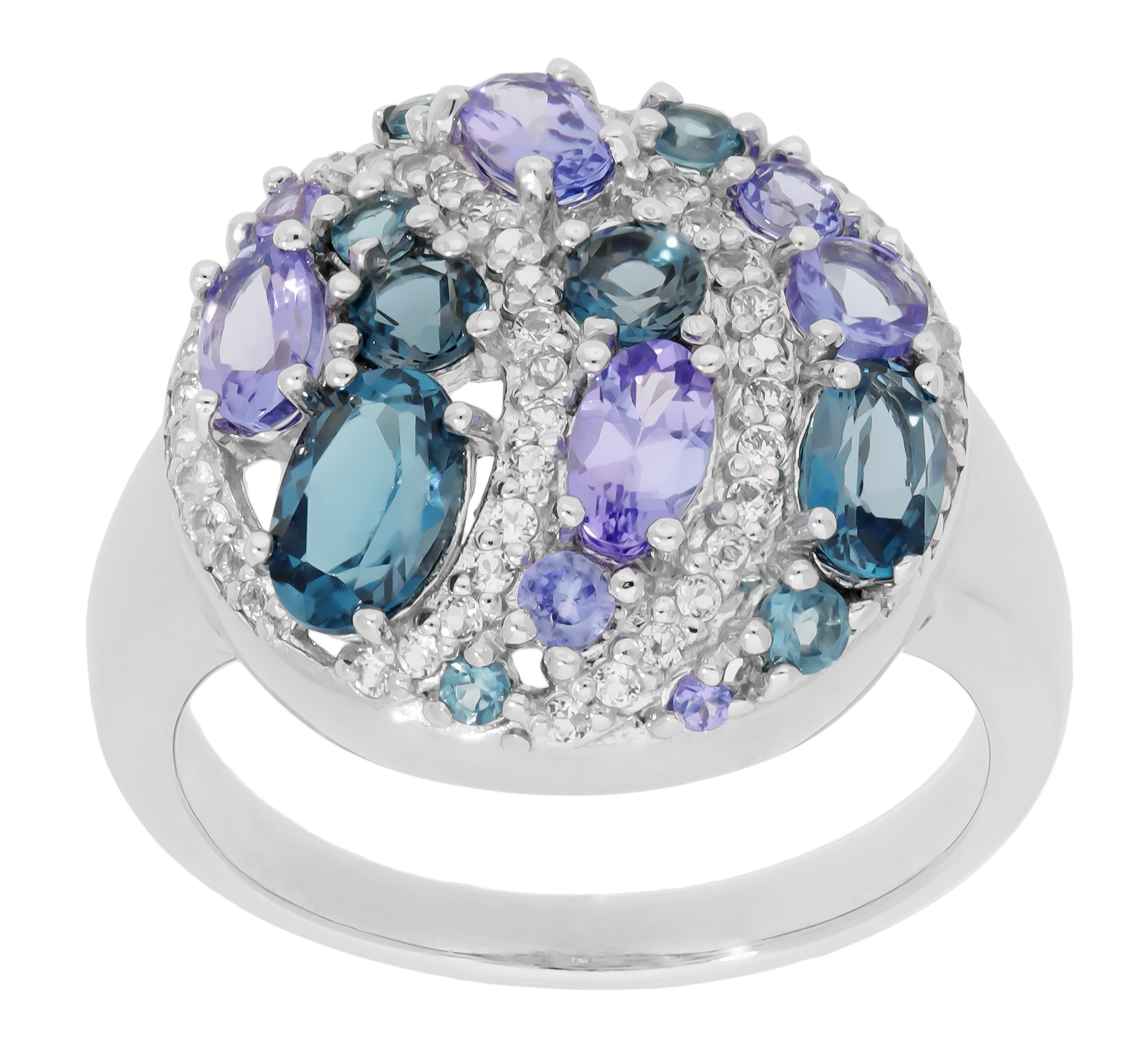 Firetti Fingerring Schmuck Geschenk Silber 925 DamenringMystic Galaxy, mit Tansanit, London Blue Topas, Weißtopas