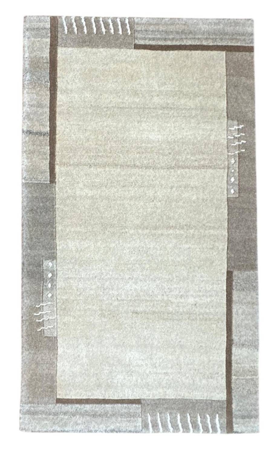 Rug Studios Teppich NEPAL NATUR - HANDGEKNÜPFT, Rechteckig, Höhe: 20 mm, Handgeknüpft, 70 x 140 cm, Beige meliert