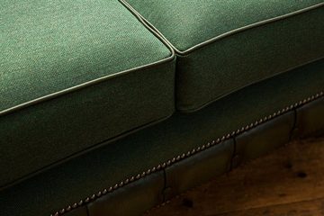 JVmoebel Chesterfield-Sofa Sofa 3 Sitzer Couch Wohnlandschaft Design Modern Sitz Stoff Grau, Die Rückenlehne mit Knöpfen.