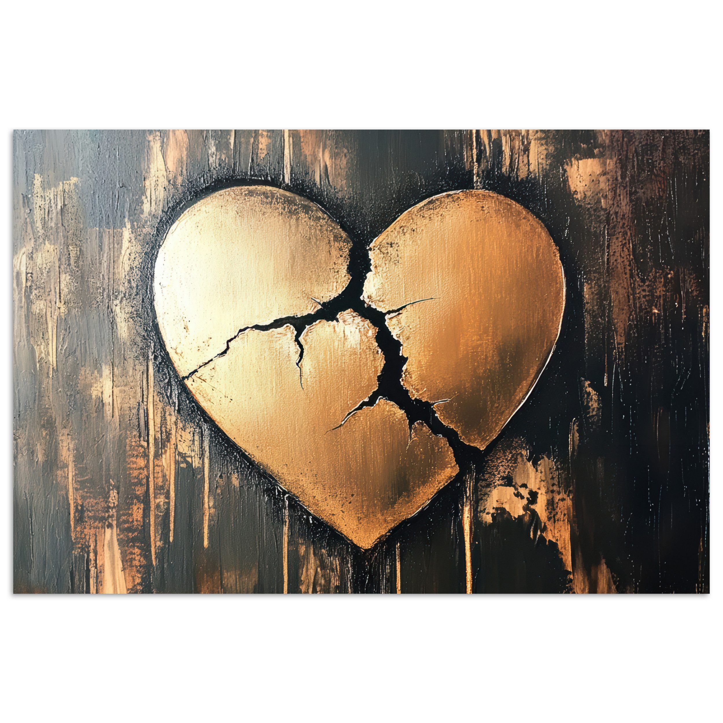 MuchoWow Poster Gebrochenes Herz - Gold günstig online kaufen