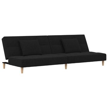 vidaXL Sofa Schlafsofa 2-Sitzer mit 2 Kissen Schwarz Stoff