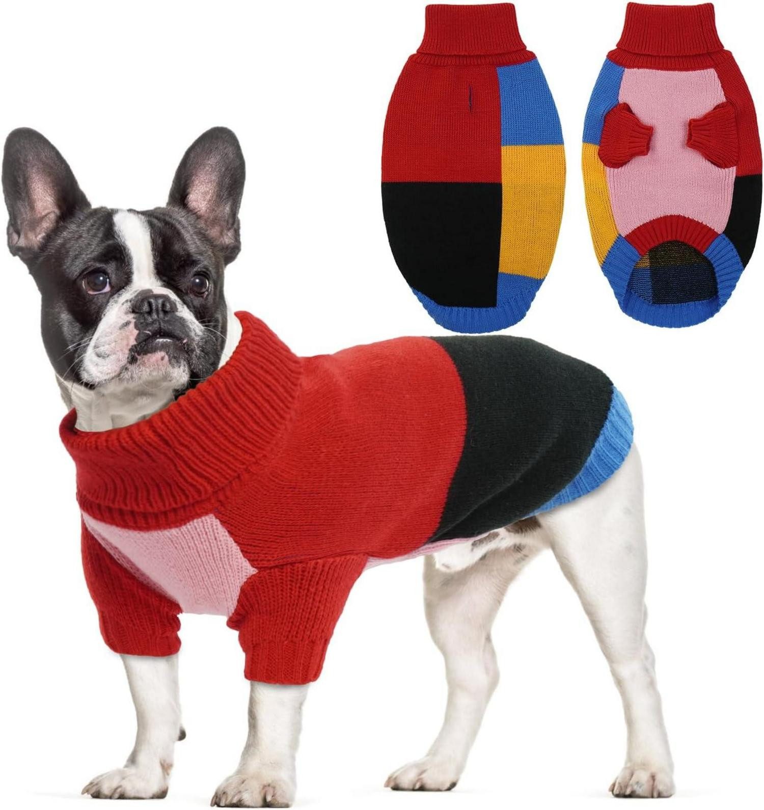 Tier-Halstuch Hundepullover Rollkragen Mittelgroße Hunde Farbblockierung Beinen Warm