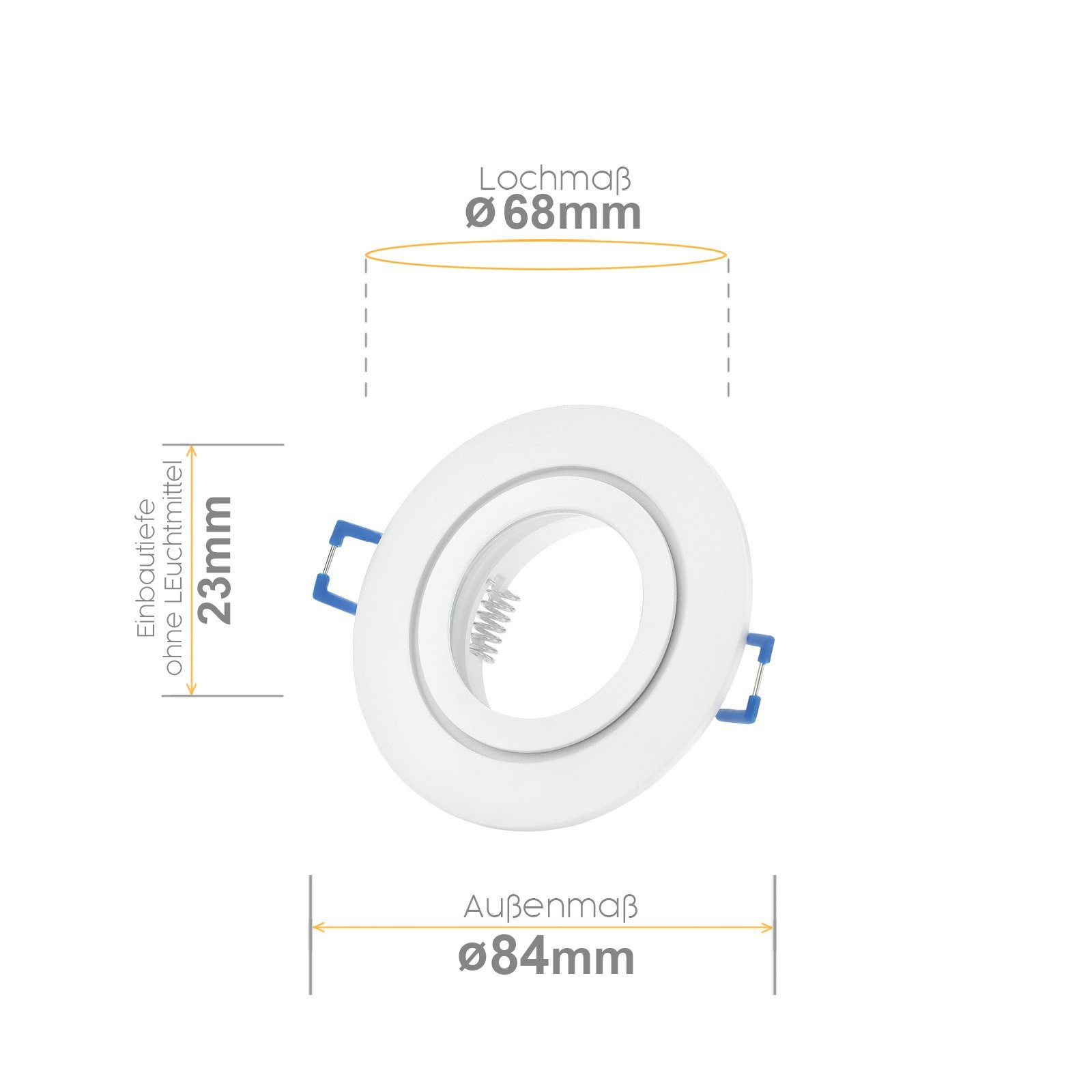 Deckenspot ohne Leuchtmittel, GU10, Einbaustrahler Bad IP44 LED badezimmer weiß Aluminium spot Einbauspots, Deckenspots, Sweet