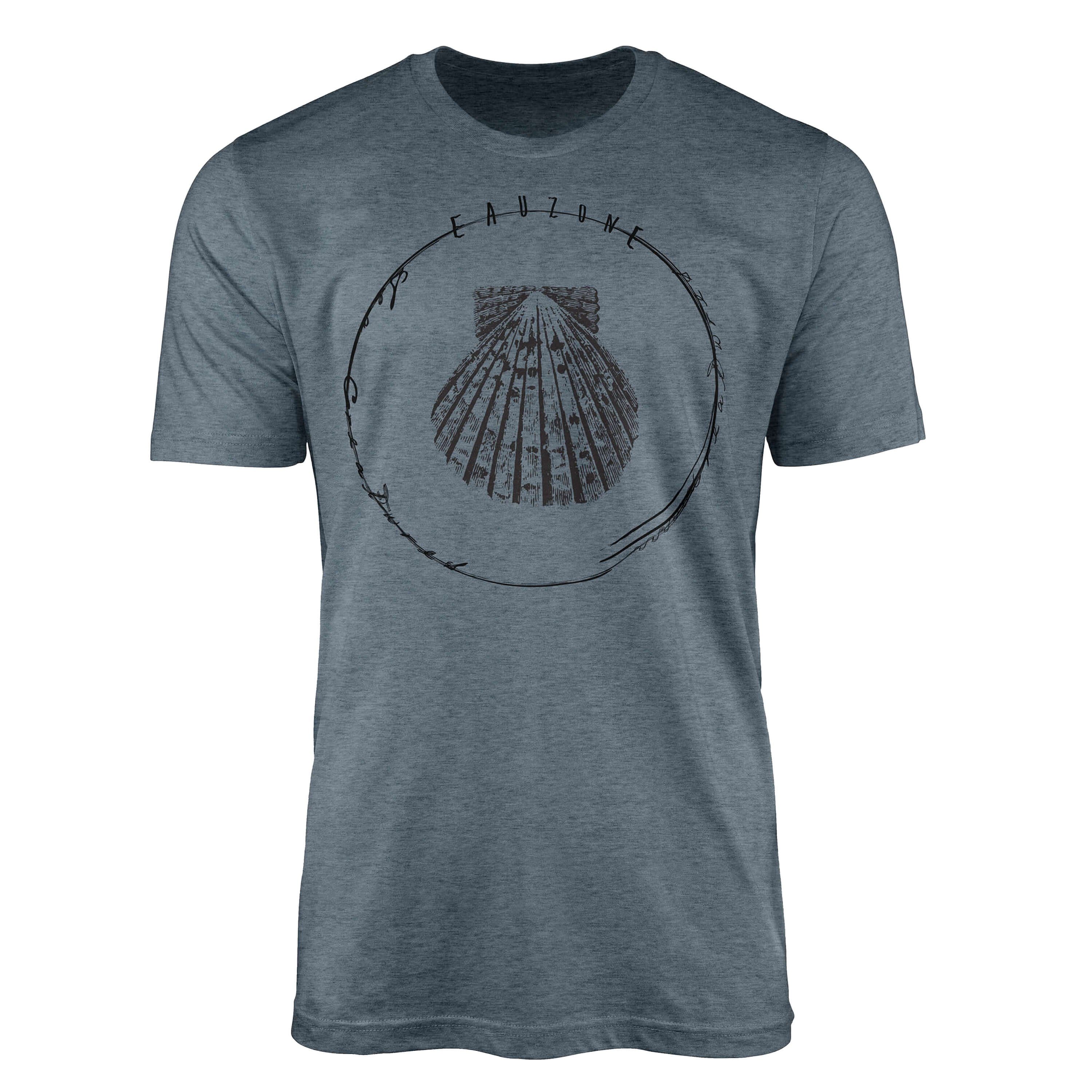 Sinus Art T-Shirt T-Shirt Tiefsee Fische - Serie: Sea Creatures, feine Struktur und sportlicher Schnitt / Sea 054 Indigo