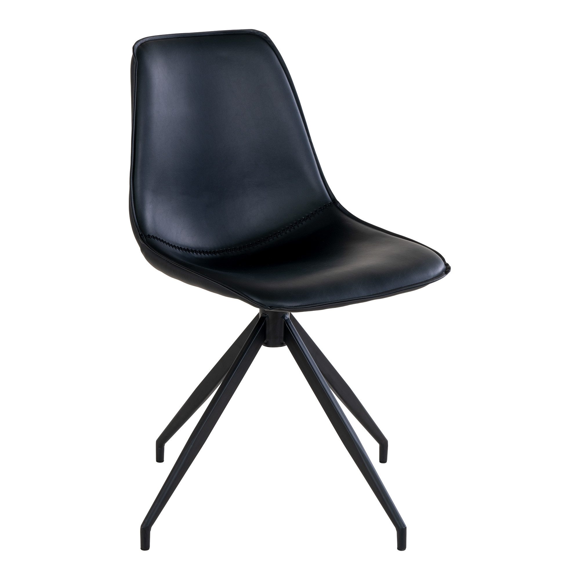 Polsterstuhl (2er-Set) in Schwarz, Glattlederoptik - 48x86x54cm (BxHxT)