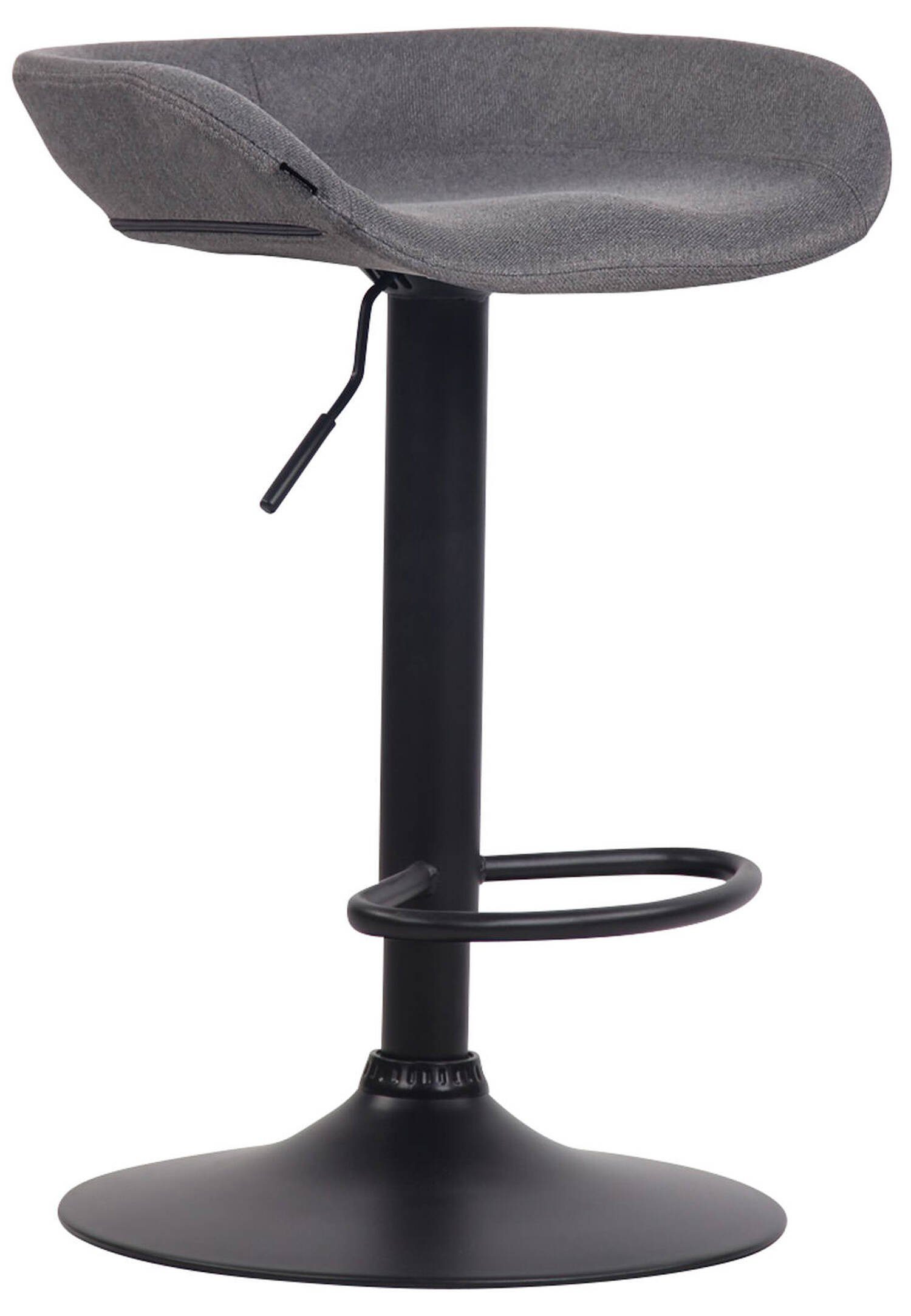 TPFLiving Barhocker Anna mit angenehmer Fußstütze (Barstuhl Hocker für Theke & Küche - 360° drehbar und höhenverstellbar), Gestell Metall schwarz - Sitzfläche: Stoff Dunkelgrau