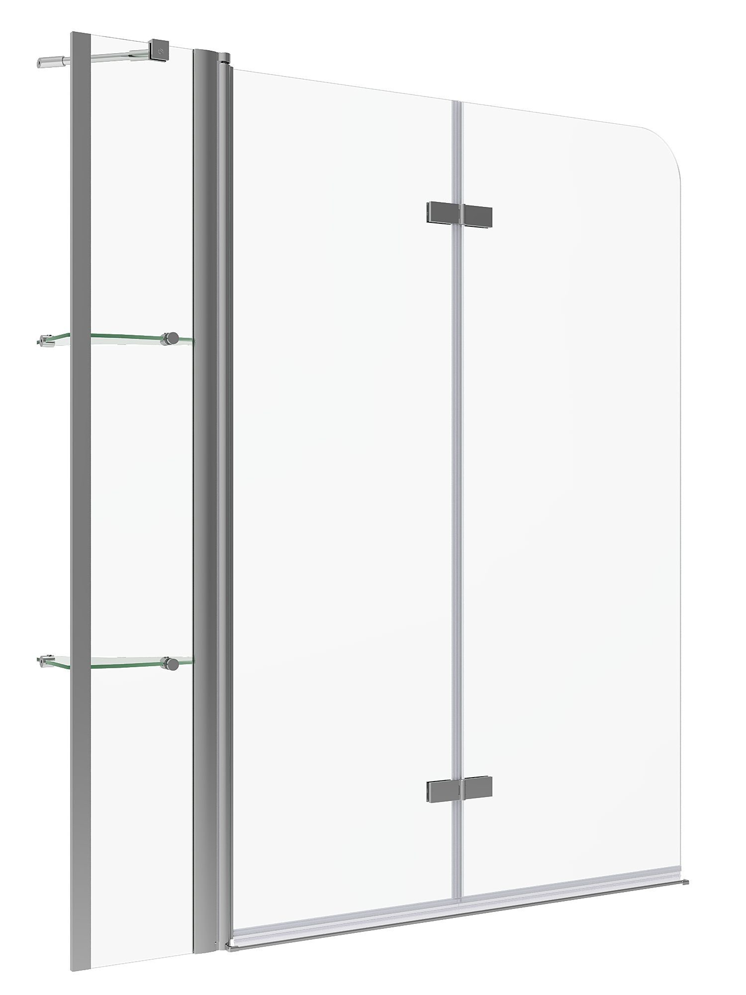 AQUABATOS Badewannenfaltwand Badewannenaufsatz Glas eck 3 teilig Duschwand Badewanne 130 150cm, 5 mm ESG mit NANO-Beschichtung, faltbar,mit Festteil und Duschablage