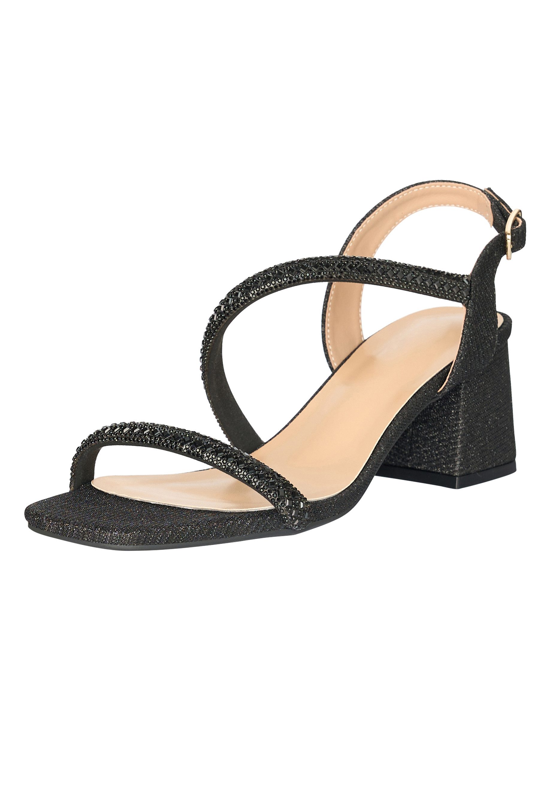 Salinyang Damen Sandaletten mit Strassriemen und Blockabsatz – Elegant Sandalette