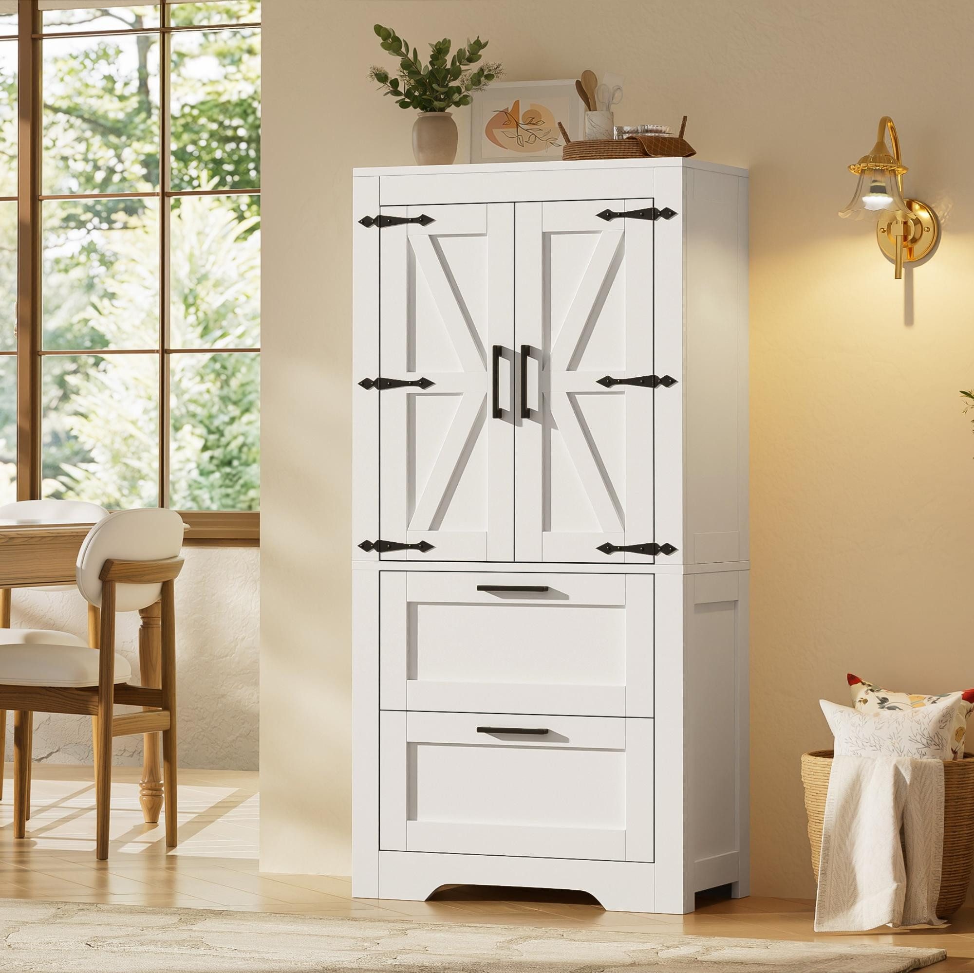 HAUSS SPOLE Sideboard mit verstellbaren Einlegeböden,Küchenschrank mit Schubladen,Weiß