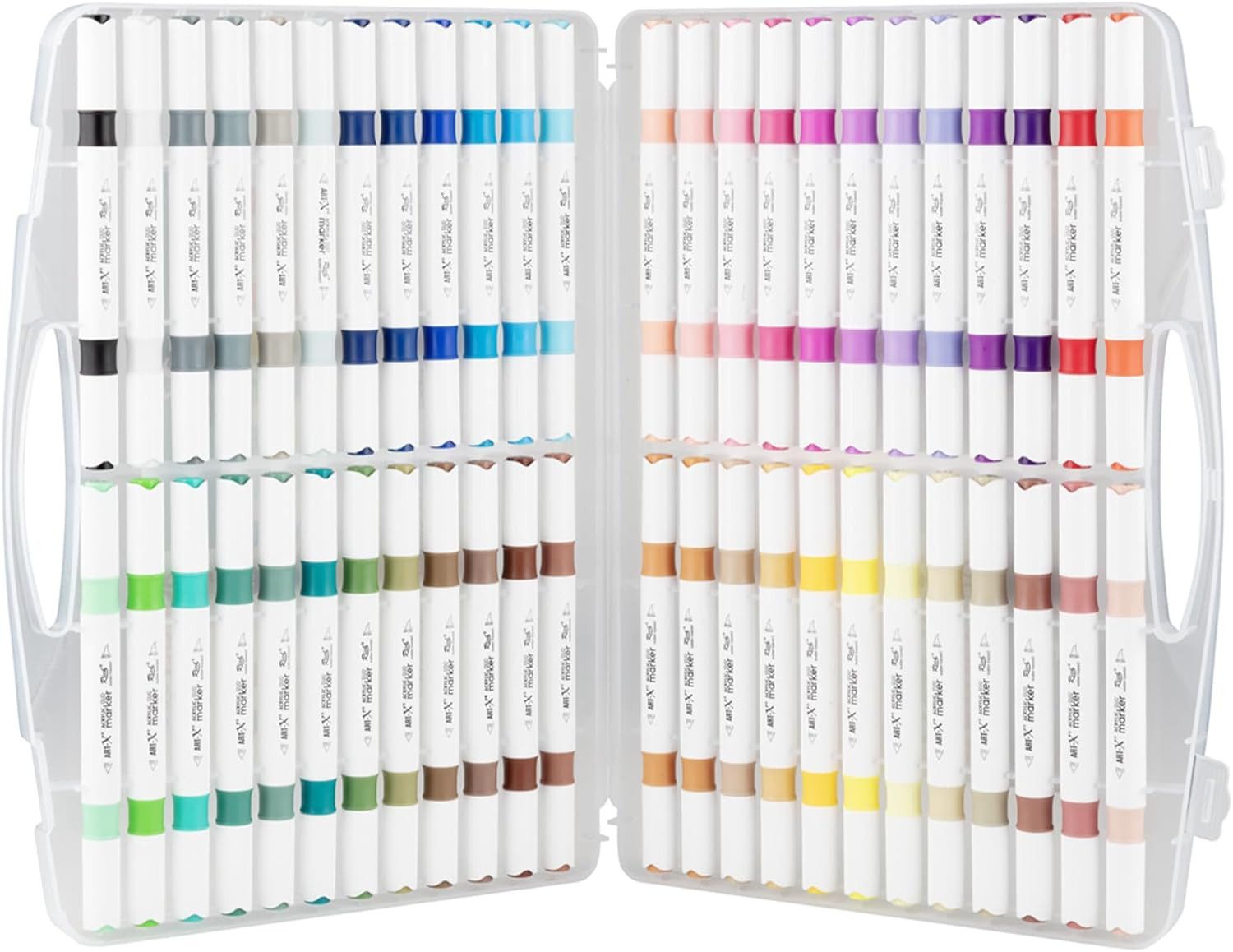 ART-X Marker Acryl Marker Set - 48 Farben, Doppelspitzen, Für Profis & Künstler, (Doppelspitzen-Marker-Set, 48 Farben, doppelseitig mit feiner und breiter Spitz – Bild 3 von 5