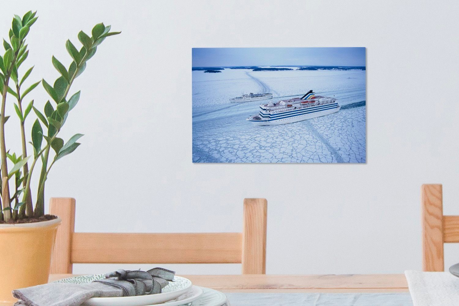 OneMillionCanvasses® Leinwandbild Ein Wandbild Aufhängefertig, 30x20 Kreuzfahrtschiff (1 Eis, Wanddeko, im cm Leinwandbilder, St)