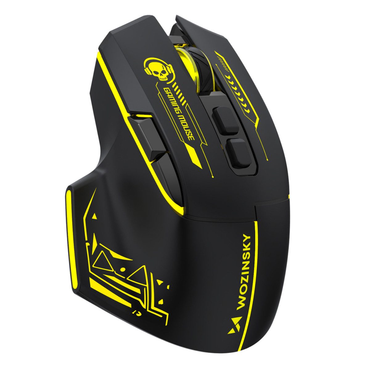 Wozinsky WMGB-1181 Gaming-Maus (Bluetooth, 2,4 GHz Funk, Kabellos, 1000 dpi, Dualmodus, 3200 DPI, 1000 Hz und gelbe Beleuchtung)