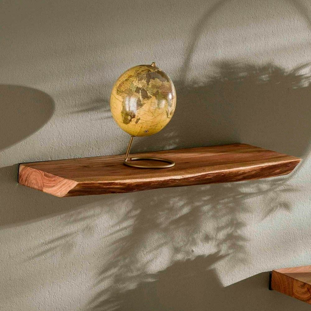 RINGO-Living Regal Massivholz Wandregal Kana in Natur-dunkel 600mm, Мебель