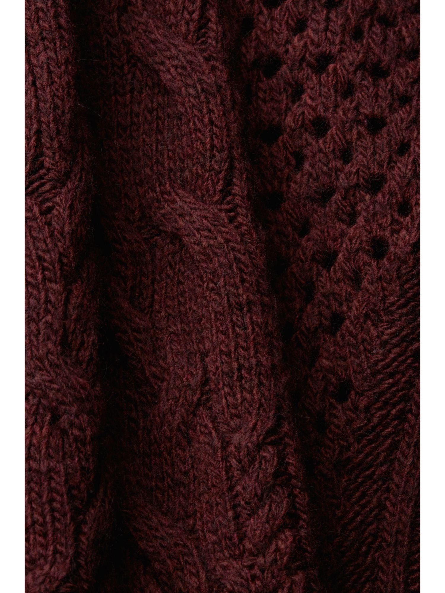RED Pullover Zopf-Muster BORDEAUX mit Esprit Rundhalspullover