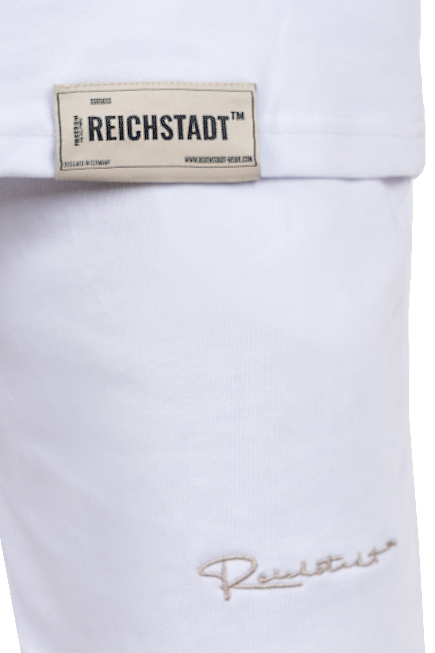 mit T-shirt Stitching weiß (1-tlg) Casual Oversize-Shirt der auf 22RS033 Reichstadt Brust