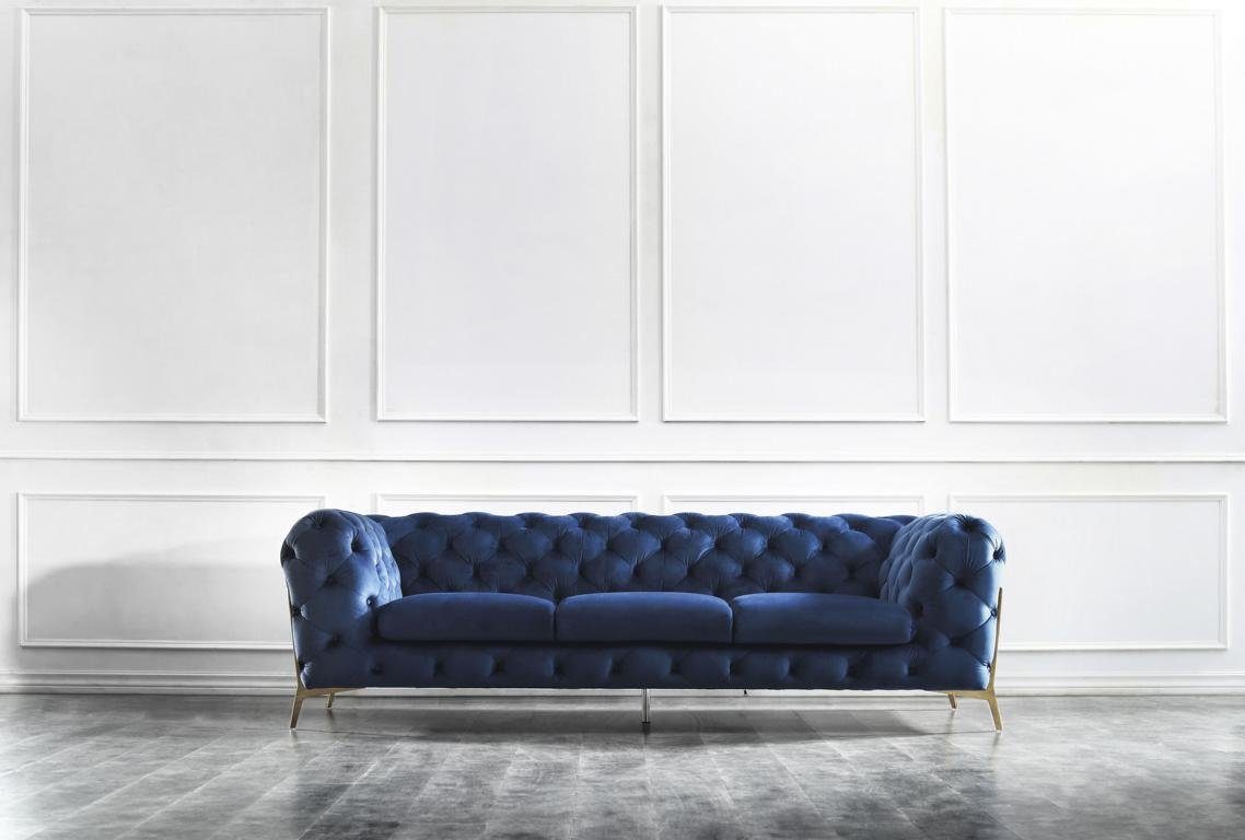 Big Polster Sitzer, Textil 3 Made Chesterfield XXL in Sitz Sofa Europe JVmoebel Sofa Couch Blauer