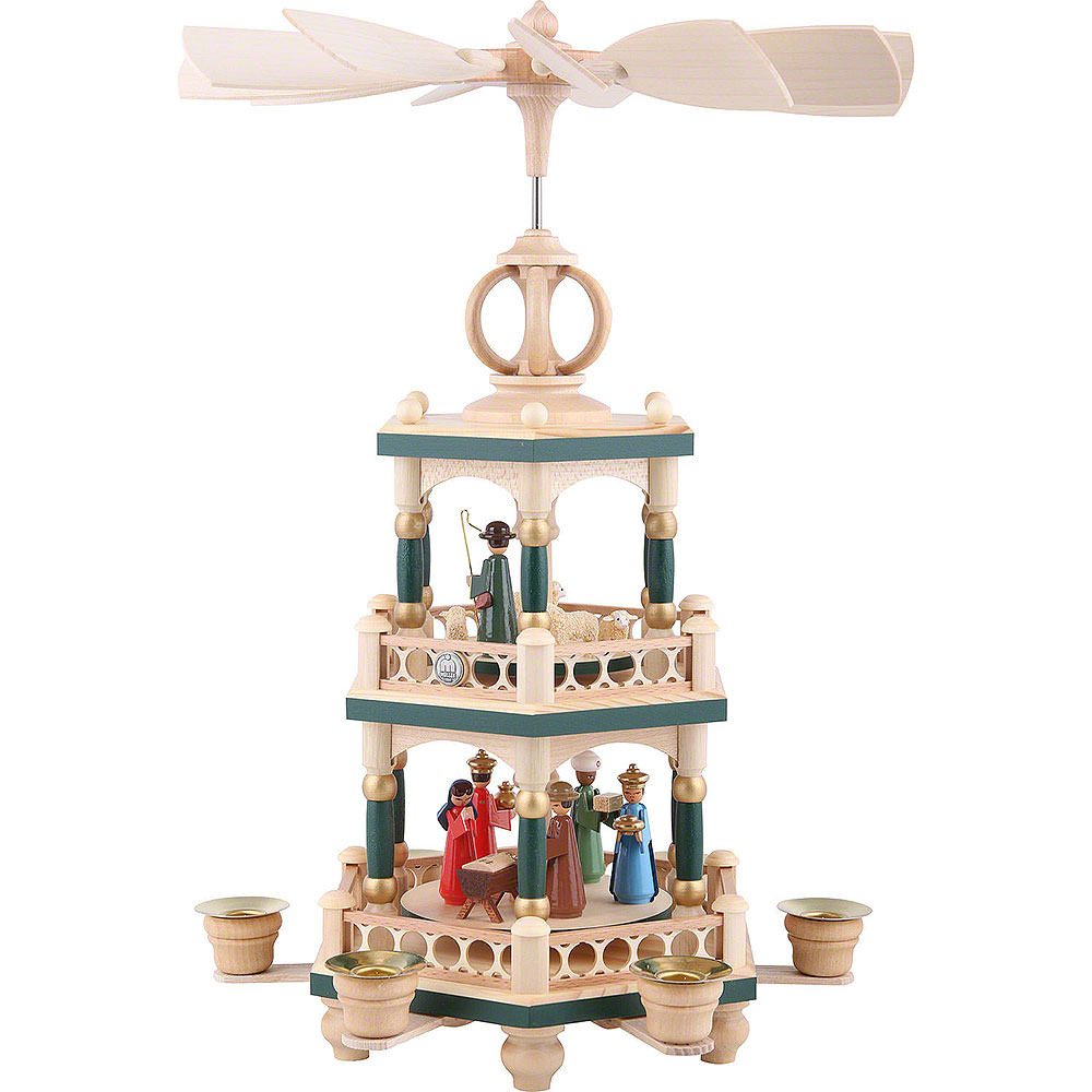Müller Kleinkunst GmbH Seiffen Weihnachtspyramide 2-stöckige Pyramide Heilige Geschichte (40cm) von Müller Kleinkunst