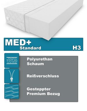 Kaltschaummatratze Matratze MED+ Standard Kaltschaum Rollmatratze H3 10 cm 180 x 200 cm, KingMatratzen, 10 cm hoch