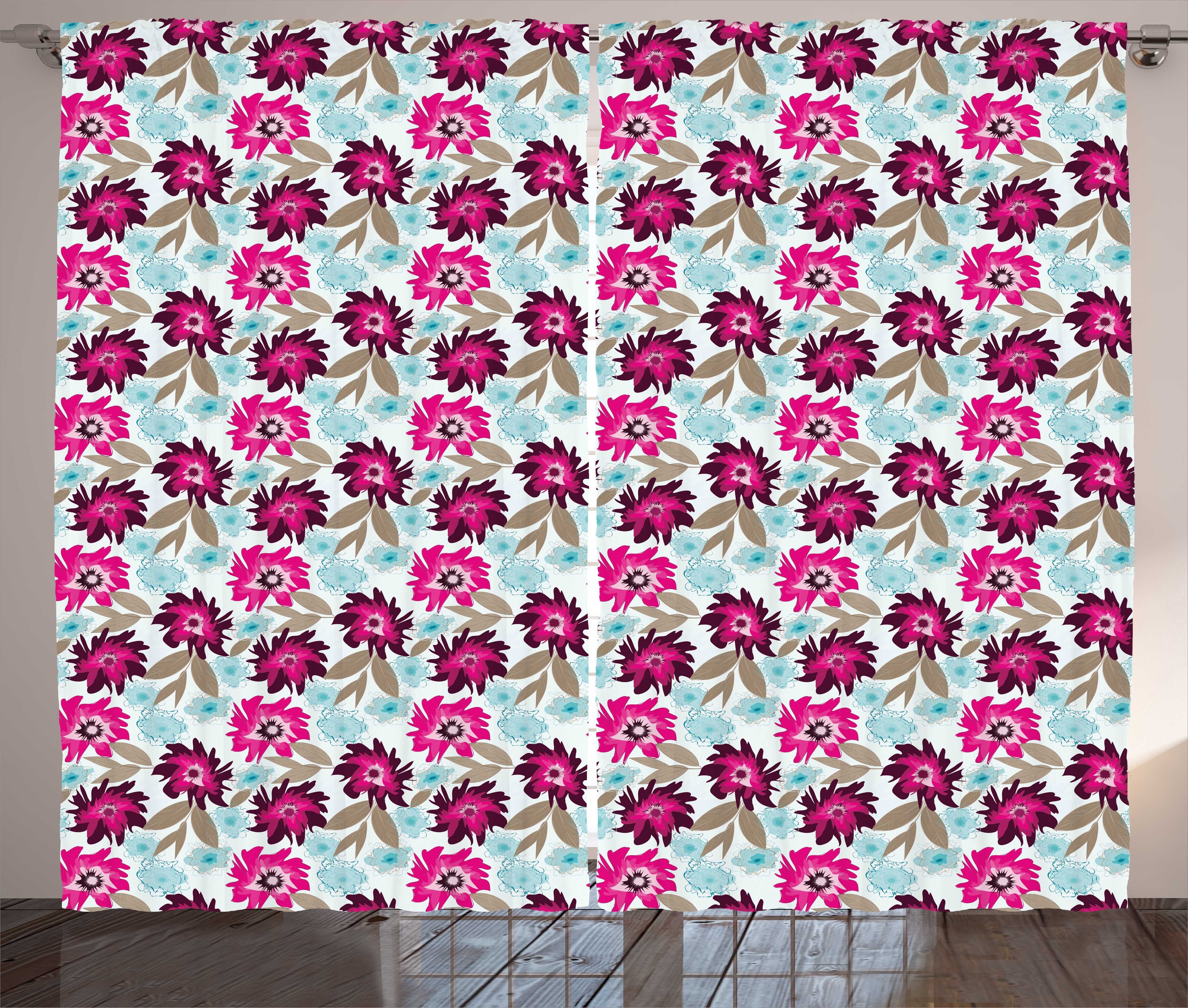 Abstrakt Schlaufen Abakuhaus, Gardine Haken, Schlafzimmer mit und Blumen Marsala Vorhang Blüten Kräuselband