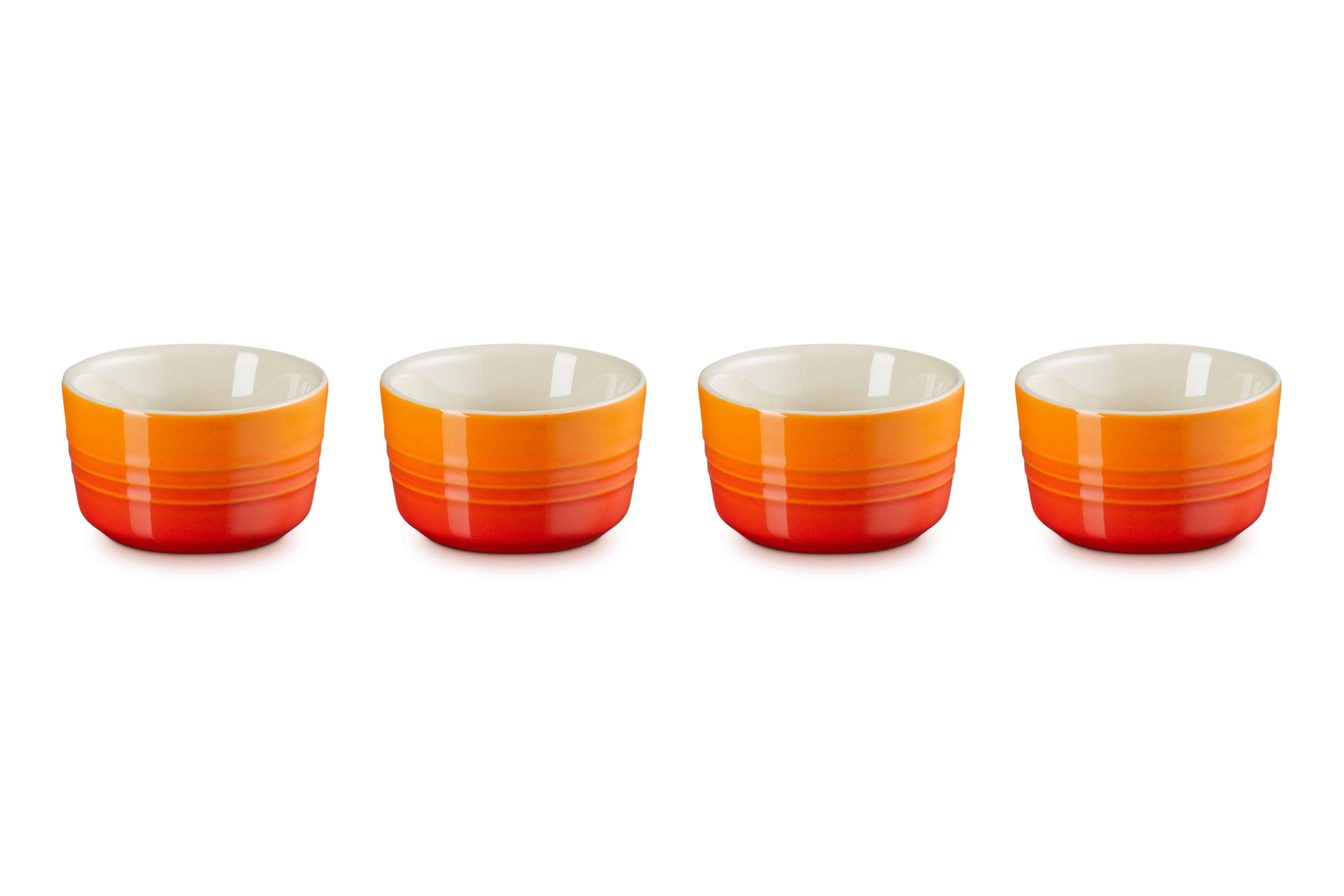 LE CREUSET Portionsförmchen 4-er Set Mini Förmchen, Steinzeug, Ofenrot, 79109100900000