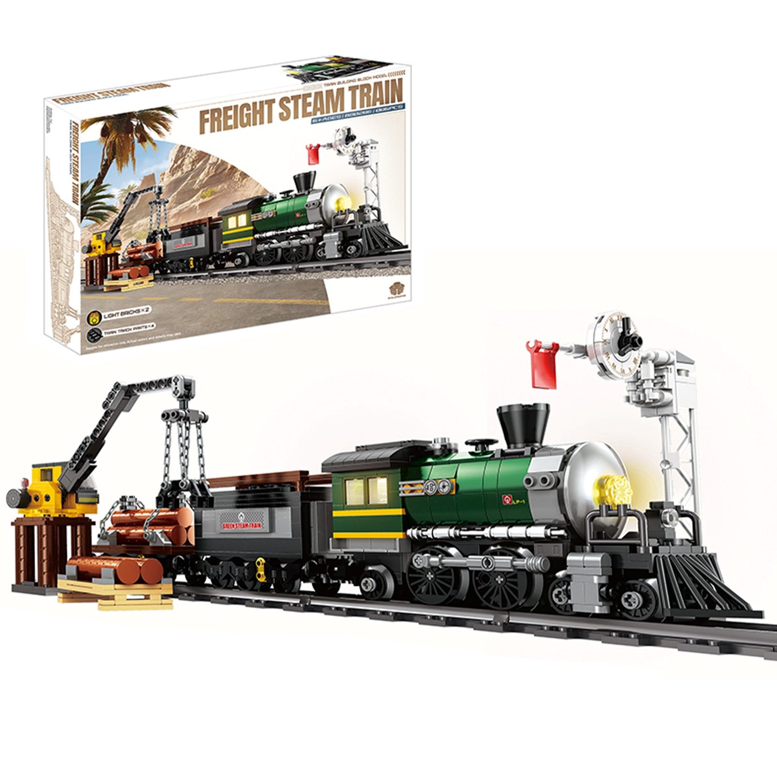 Esun Zug Retro Dampflok Klemmbausteine Set Modell mit Schienen Bauspielzeug Spielbausteine, (Set, 886 St., Komplettset), Zug Eisenbahn Geschenk für Erwachsene (886 Teile)