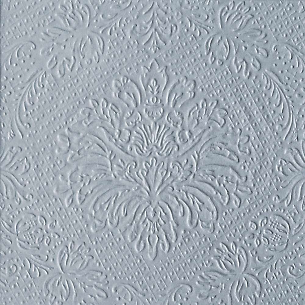 Linoows Papierserviette 20 Servietten, fein geprägtes florales Barock Muster in Silber 33x33, (Packung), Motiv geprägtes florales Barock Muster in Silbe