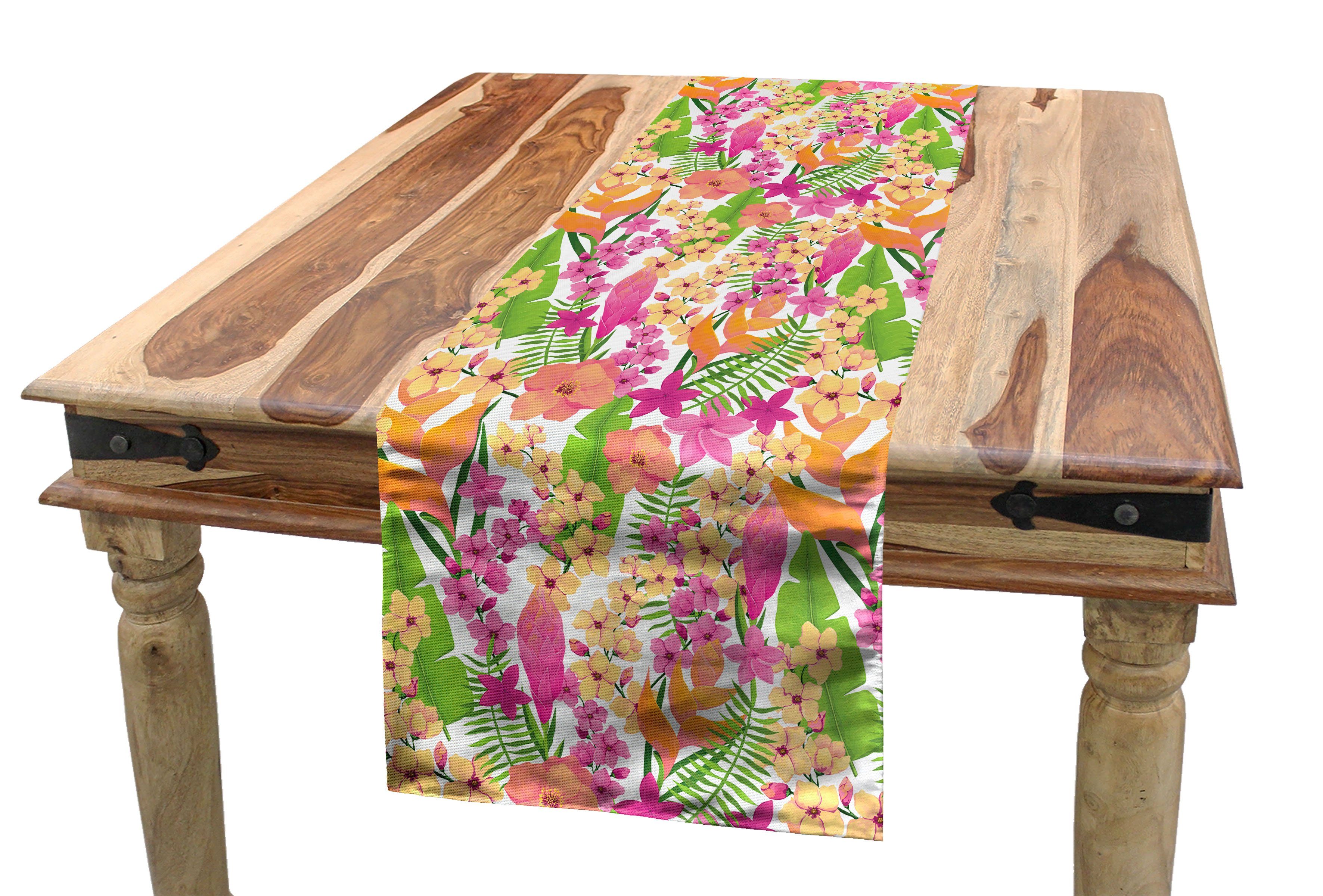 Abakuhaus Tischläufer Esszimmer Blume Dekorativer Rechteckiger Flora Hawaiian Jungle Küche Tischläufer