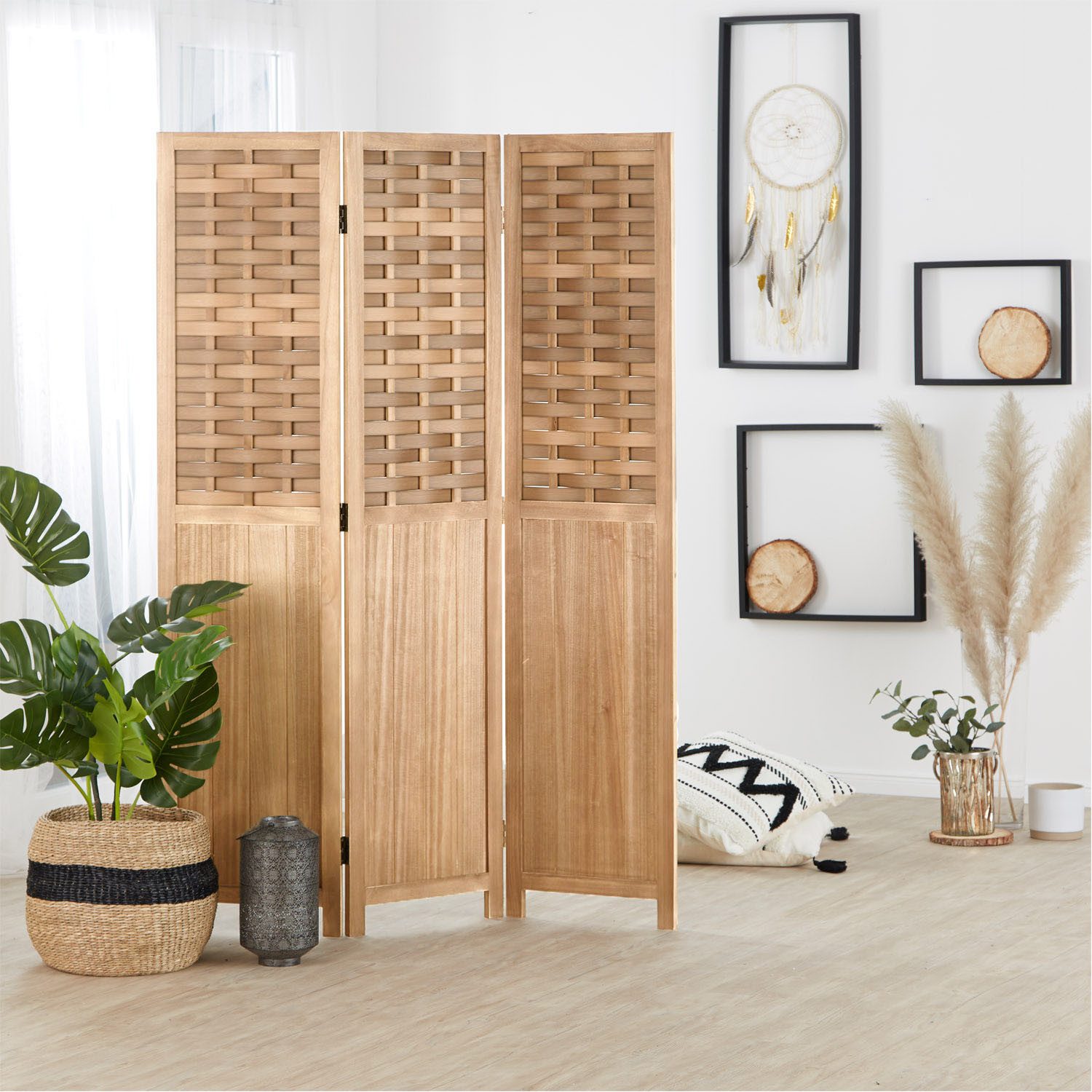 Homestyle4u Paravent Raumteiler Indoor Holz Trennwand günstig online kaufen