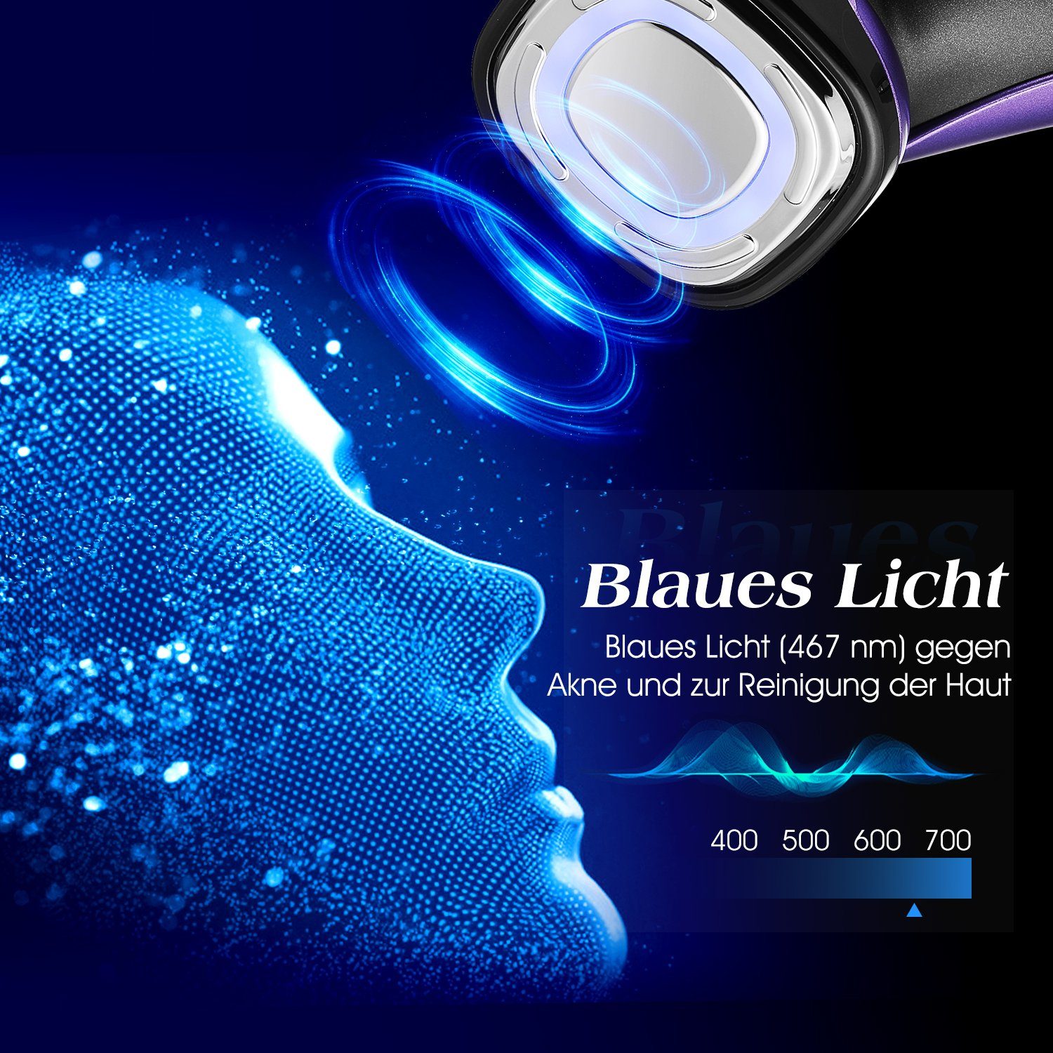 LETGOSPT Mikrodermabrasionsgerät Gesichtsmassagegerät, Faltenentferner Licht Rotes Blaues IN Gesichtsreinigung und 1 und Mit Tiefenreinigung, EMS ION- Moist, 5 Licht für