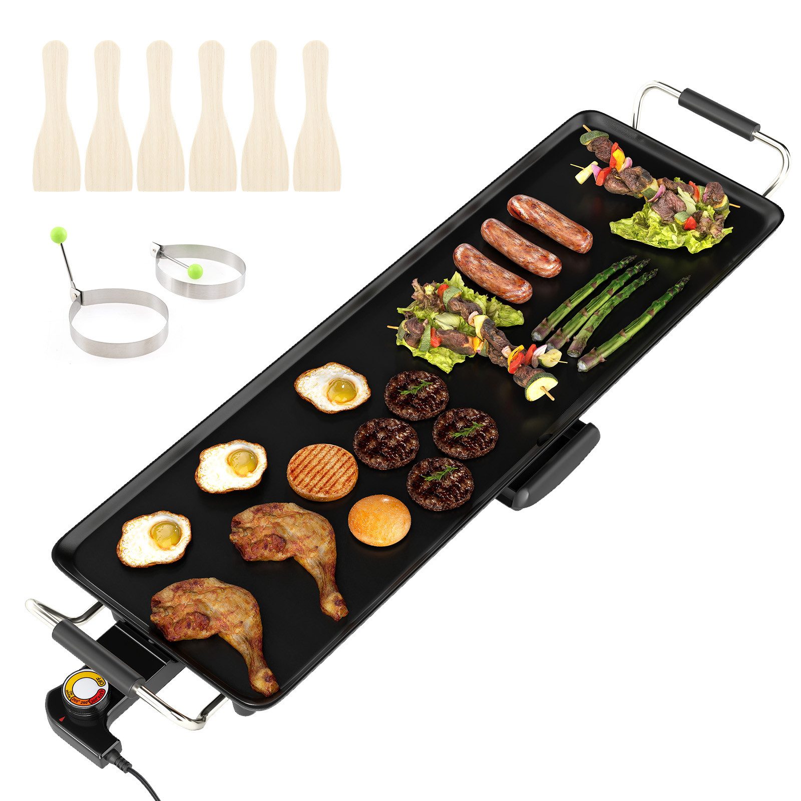 COSTWAY Tischgrill, 1800 W, 70cm elektrische Grillplatte einstellbar