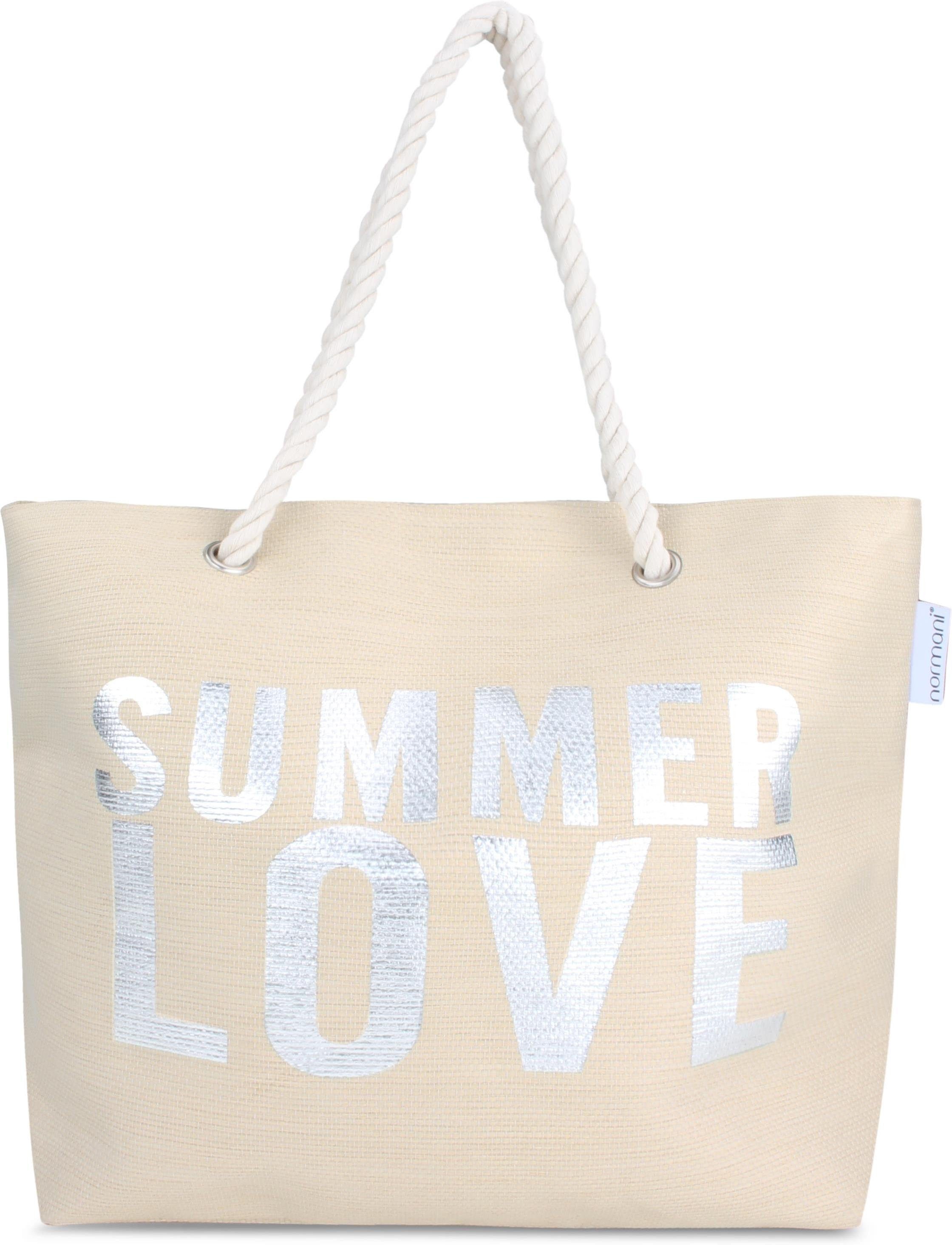 normani Strandtasche Bequeme Sommer-Umhängetasche, Strandtasche, Schultertasche als Henkeltasche tragbar Summer Love Beige