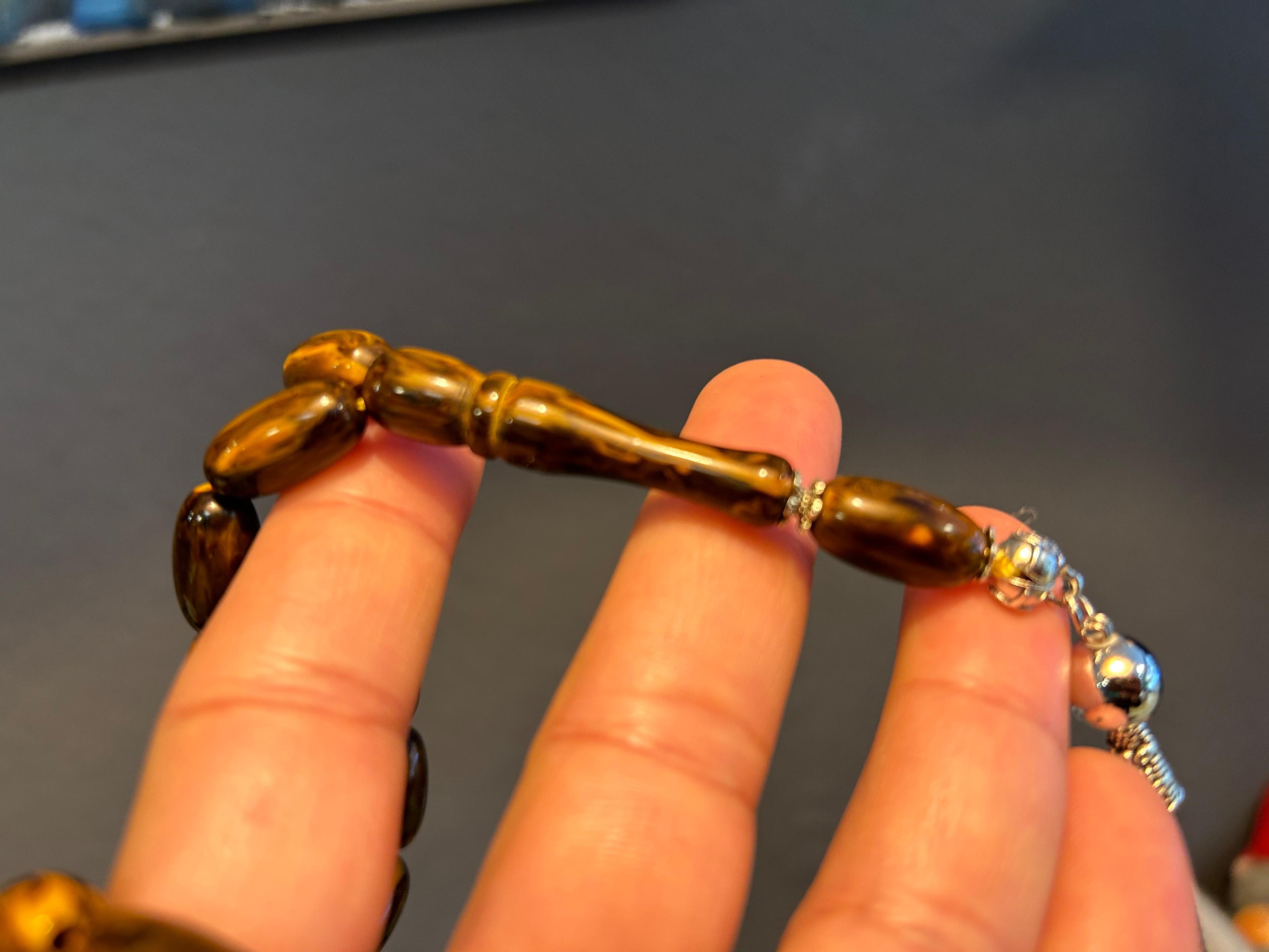 TesbihBid Kettenanhänger Old Bakalite Braun (Hand Made Sammlung Tesbih Misbaha islam Amber Subha, 33-tlg., Gebetskette, 33-tlg., Bakalite faturan)