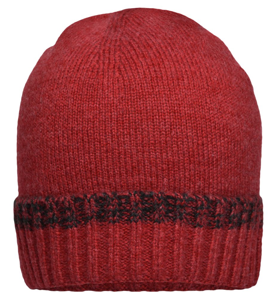 mit Strickmütze Traditional Beach Akzente durch zweifarbiges Krempe Beanie Melierte red/anthracite-melange Effektvolle Strickmütze Myrtle Ripp-Design MB7116