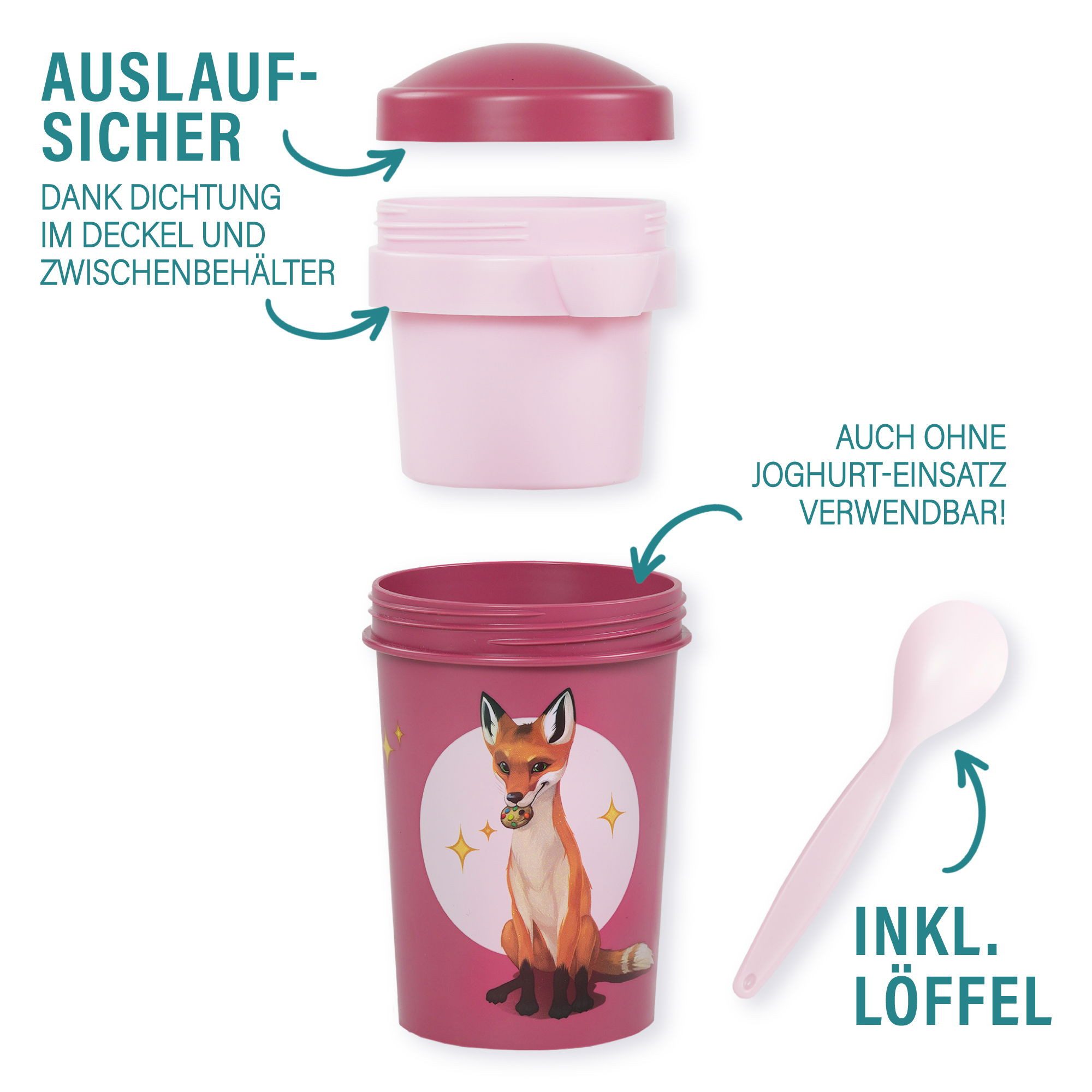 AWAVE® Müslischüssel AWAVE® Die Schule der Magischen Tiere Müslibecher To Go 540 ml rPET, rPET, (1-tlg)