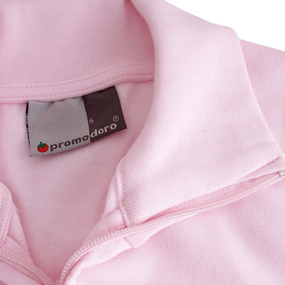 pink Sweatjacke Collar und Jacket Innenseite mit Promodoro Stand-Up angerauter chalk Elasthanbündchen