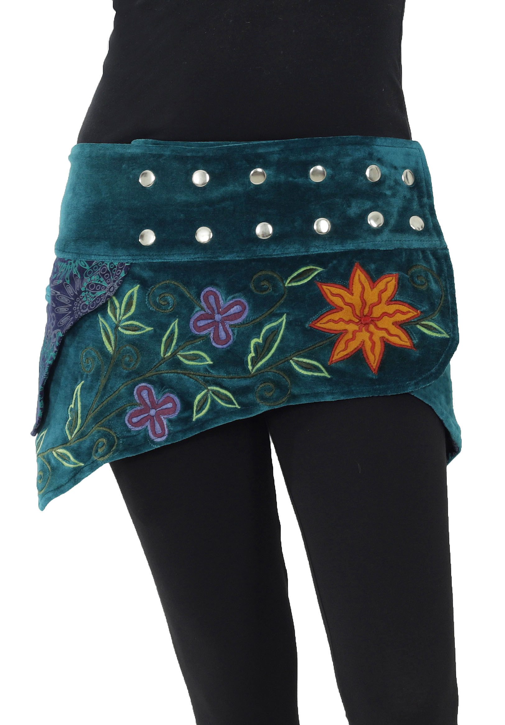 Wickelrock Kurzer Wickelrock Cacheur aus Samt mit Zipfeln Blau 1