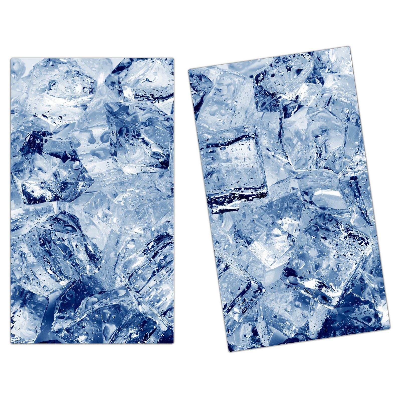Eiswürfel, tlg) Spritzschutz Herdabdeckplatte aus Primedeco (2 Herd-Abdeckplatte Nahaufnahme Glas, Glas