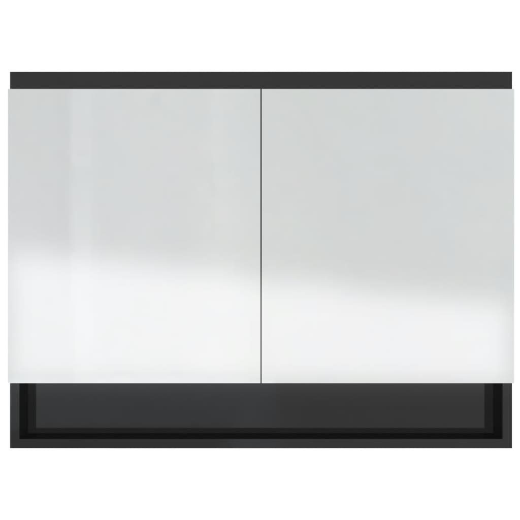 vidaXL 80x15x60 cm Bad Schwarz Hochglanz-Schwarz Badezimmerspiegelschrank fürs Glänzend Spiegelschrank (1-St)