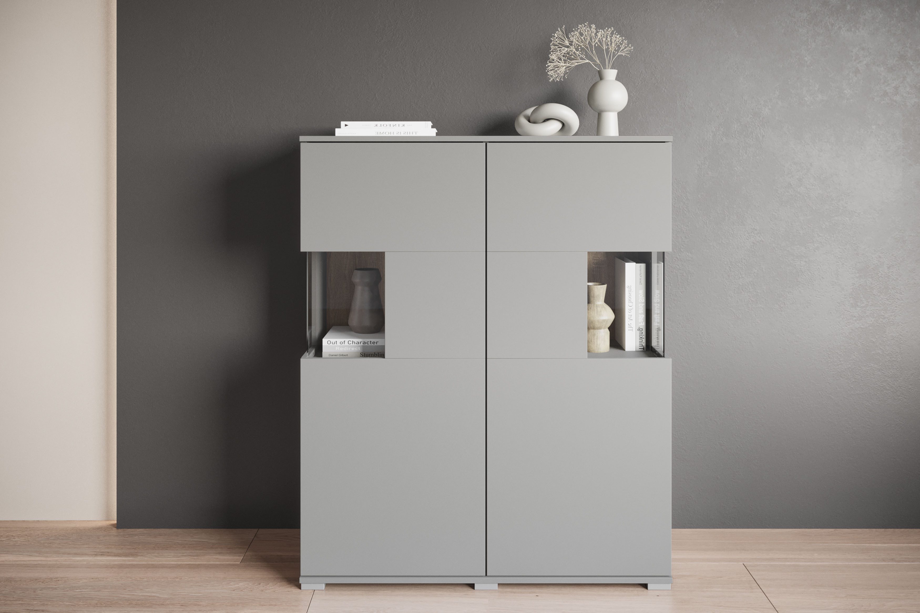 INOSIGN Highboard Kenia (1 St), Modernes Highboard mit Glastüren, Breite 100 cm