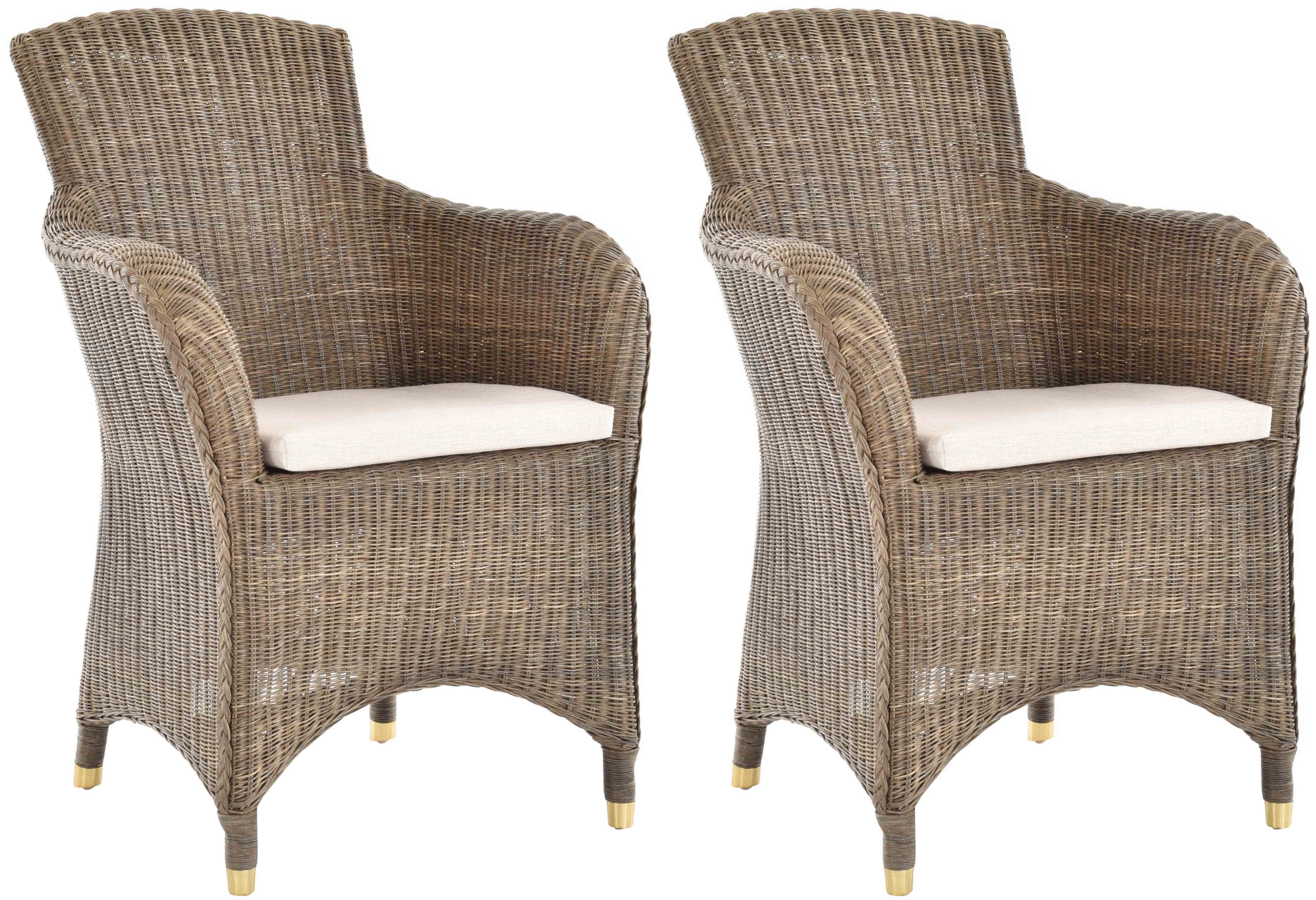 Krines Home Esszimmersessel 2er Set Esszimmersessel Rattan Esszimmerstuhl mit Armlehne Sessel