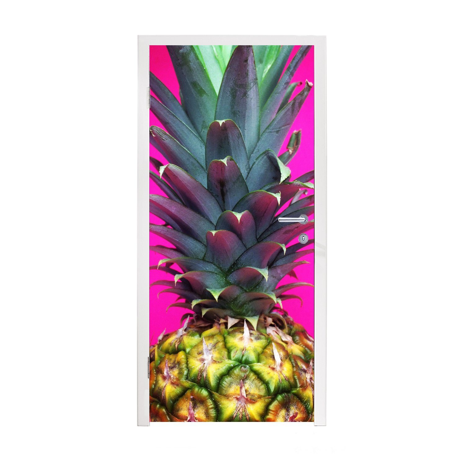 MuchoWow Türtapete Ananas - Obst - Rosa, Matt, bedruckt, (1 St), Fototapete für Tür, Türaufkleber, 75x205 cm