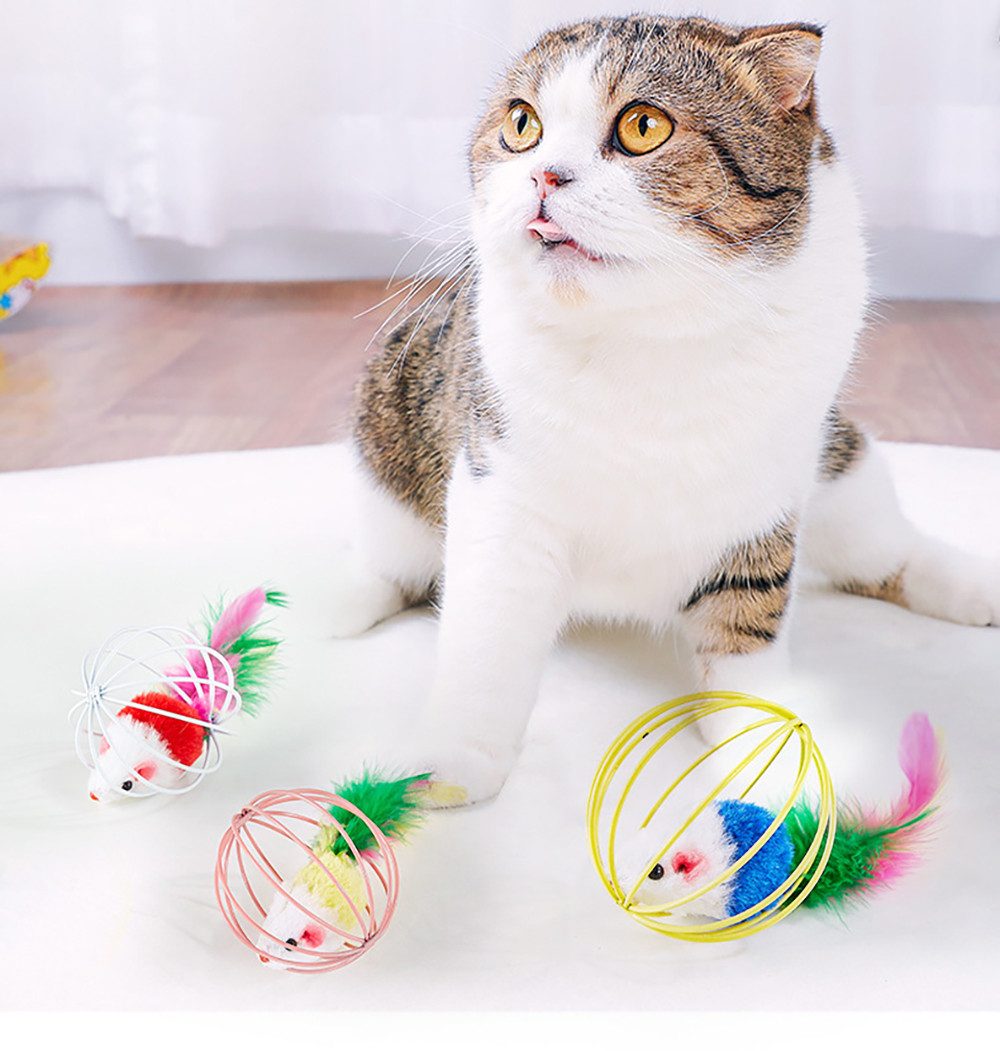 HomeBella Tier-Beschäftigungsspielzeug Katzenspielzeug Maus mit Feder und G günstig online kaufen