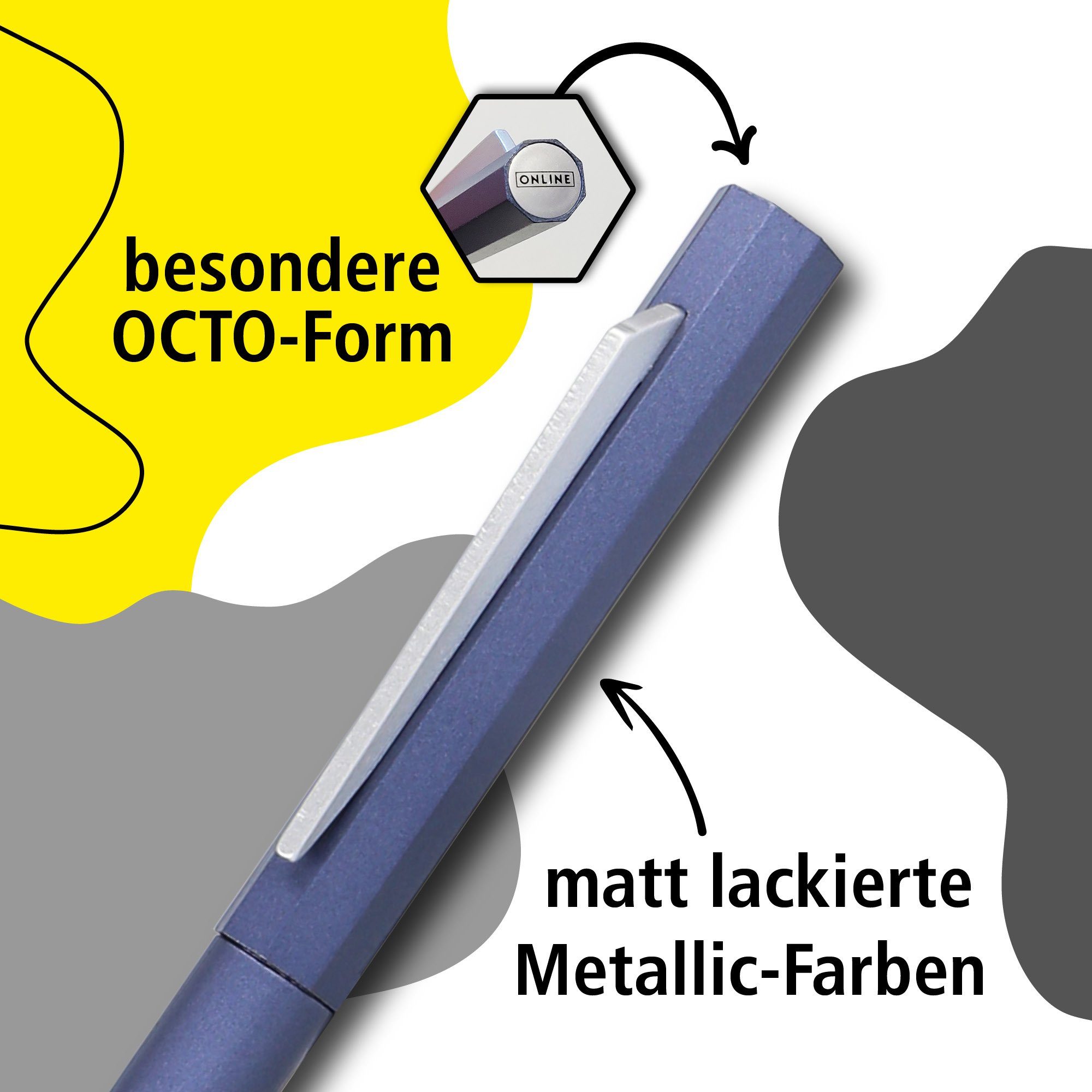 Großraummine auswechselbarer Drehkugelschreiber, Octopen Kugelschreiber Blau Pen Online incl.