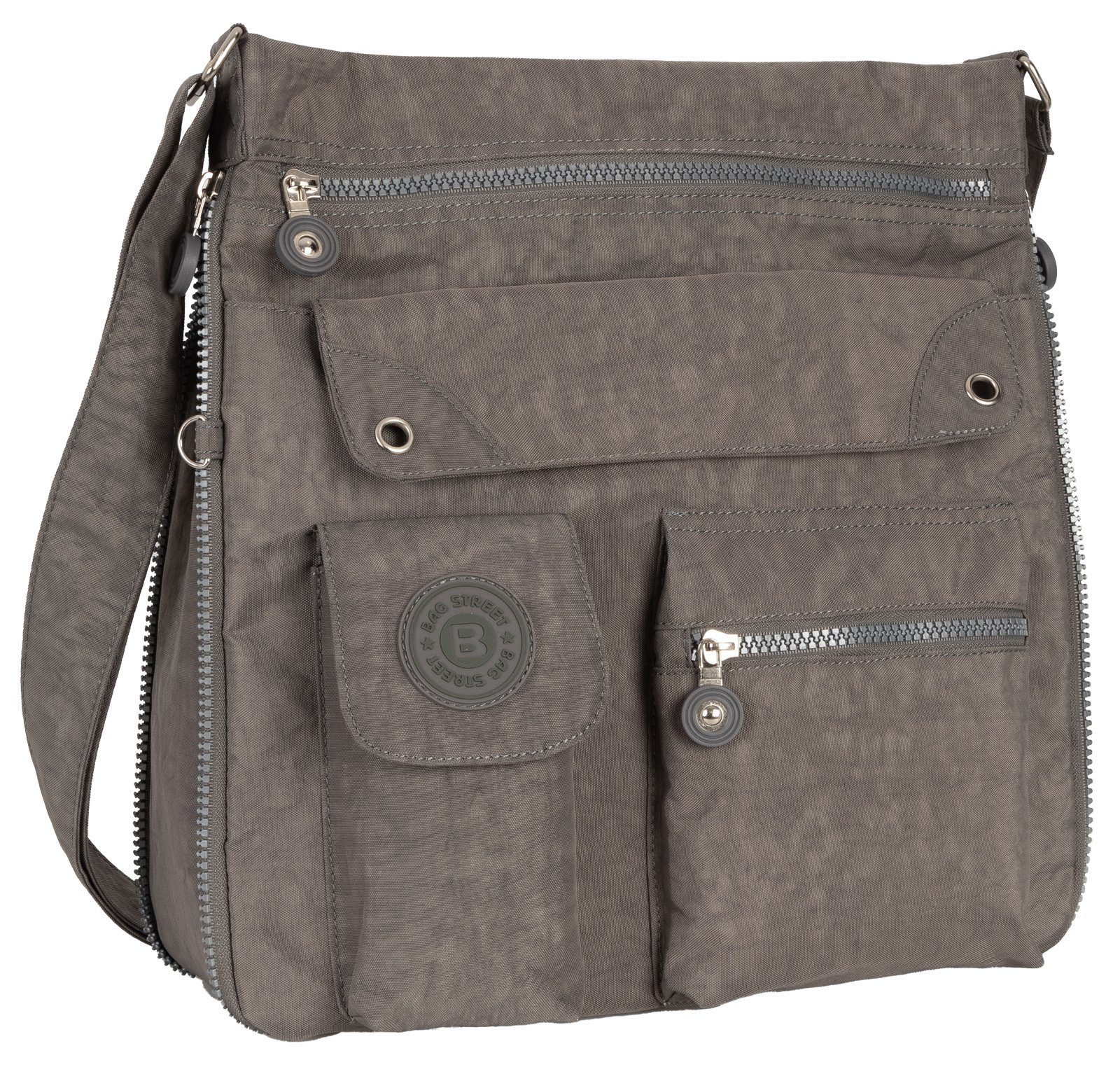 BAG STREET Schlüsseltasche Damentasche Umhängetasche Handtasche Schultertasche Schwarz, als Schultertasche, Umhängetasche tragbar Grau