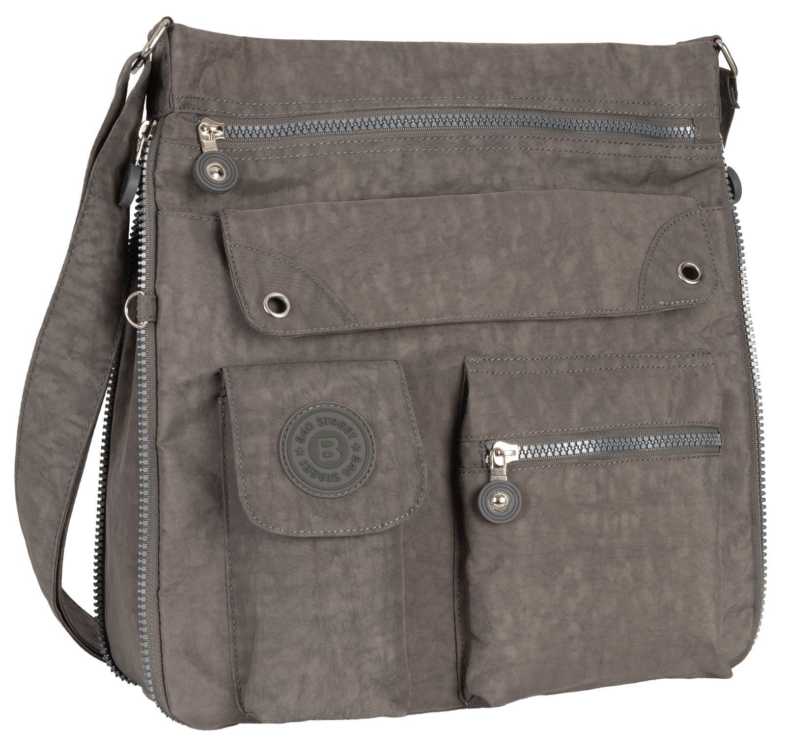BAG STREET Umhängetasche Damentasche Umhängetasche Handtasche Schultertasche Schwarz Grau, als Schultertasche, Umhängetasche tragbar