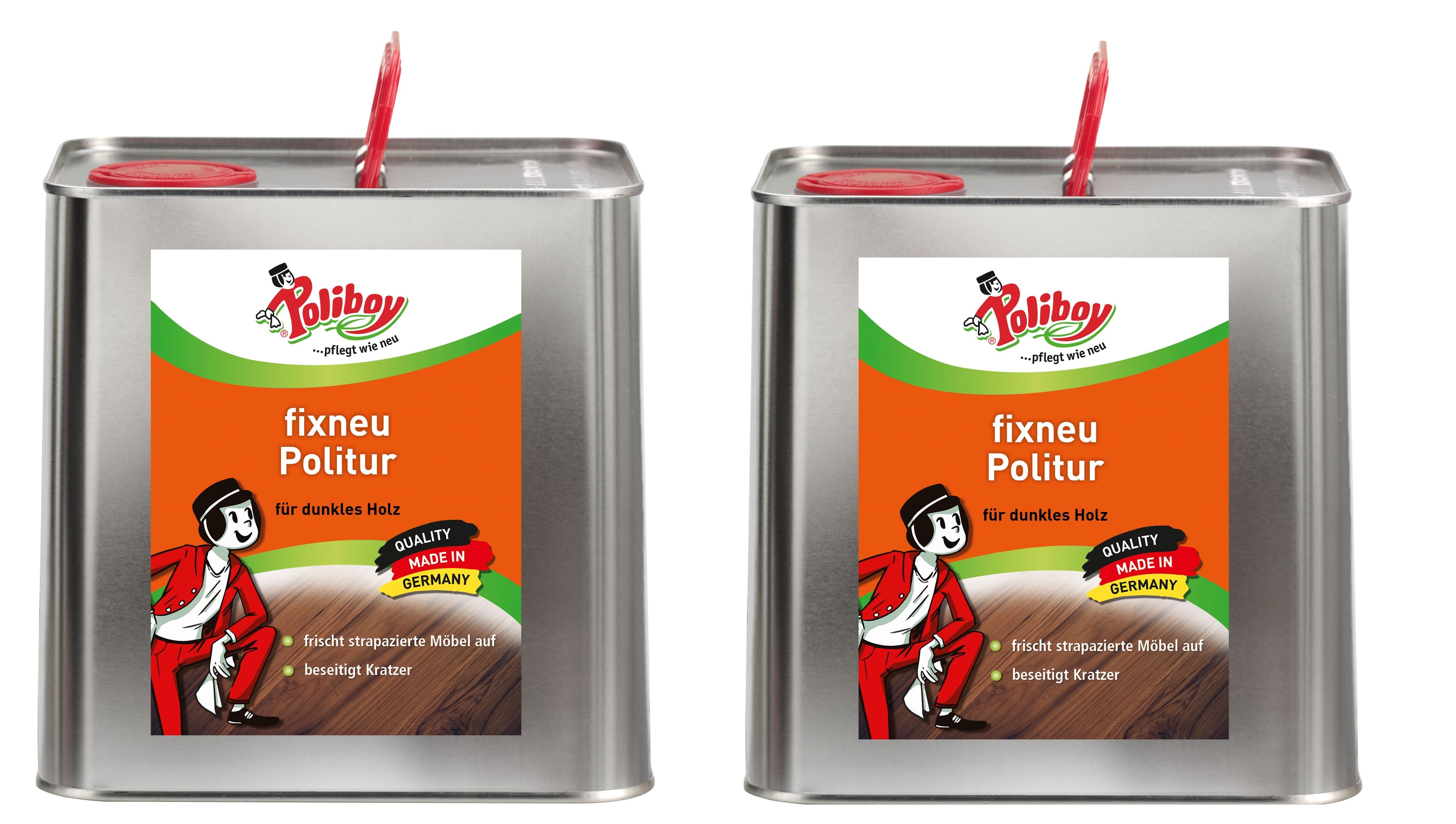poliboy Fixneu Möbelpolitur dunkel - 2x2,5 Liter Möbelreiniger (für dunkle Oberflächen - Made in Germany)